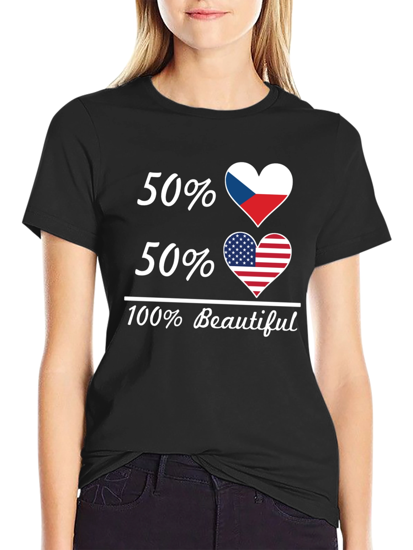 Czech American Heart Flag T-Shirt