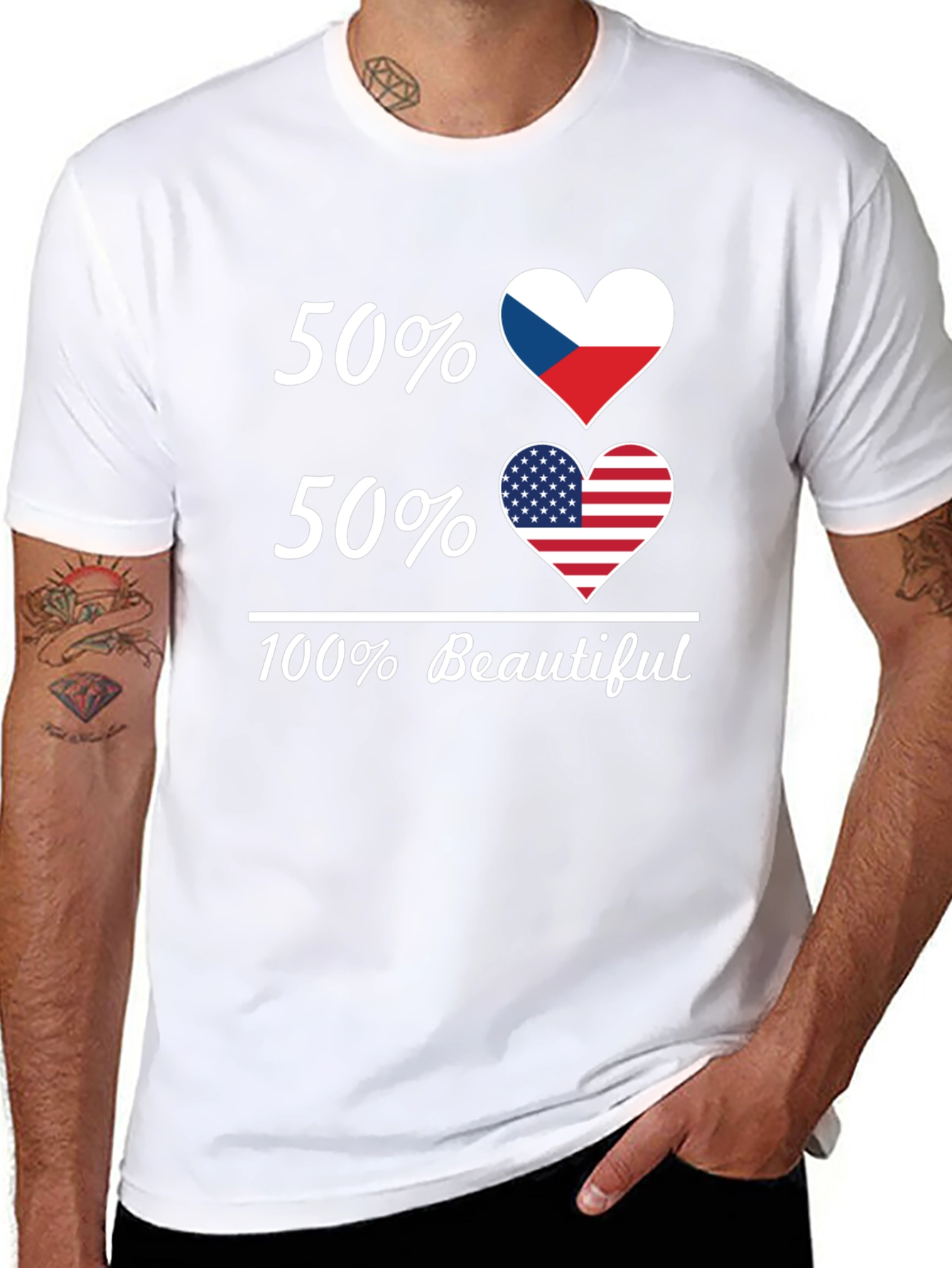 Czech American Heart Flag T-Shirt