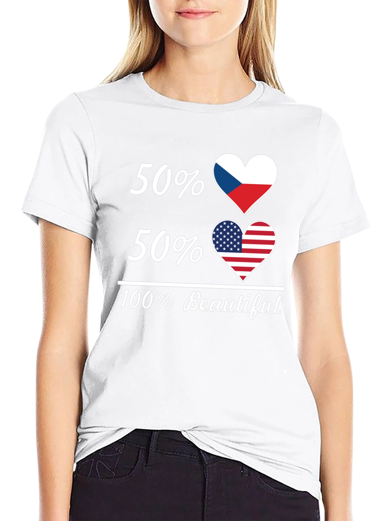Czech American Heart Flag T-Shirt