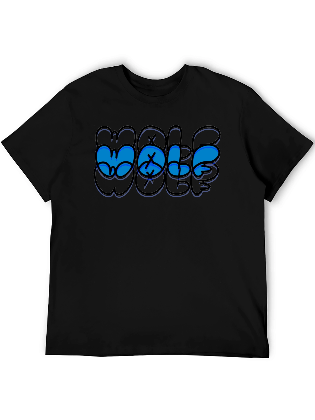 Mens Black WOLF Graphic T-Shirt