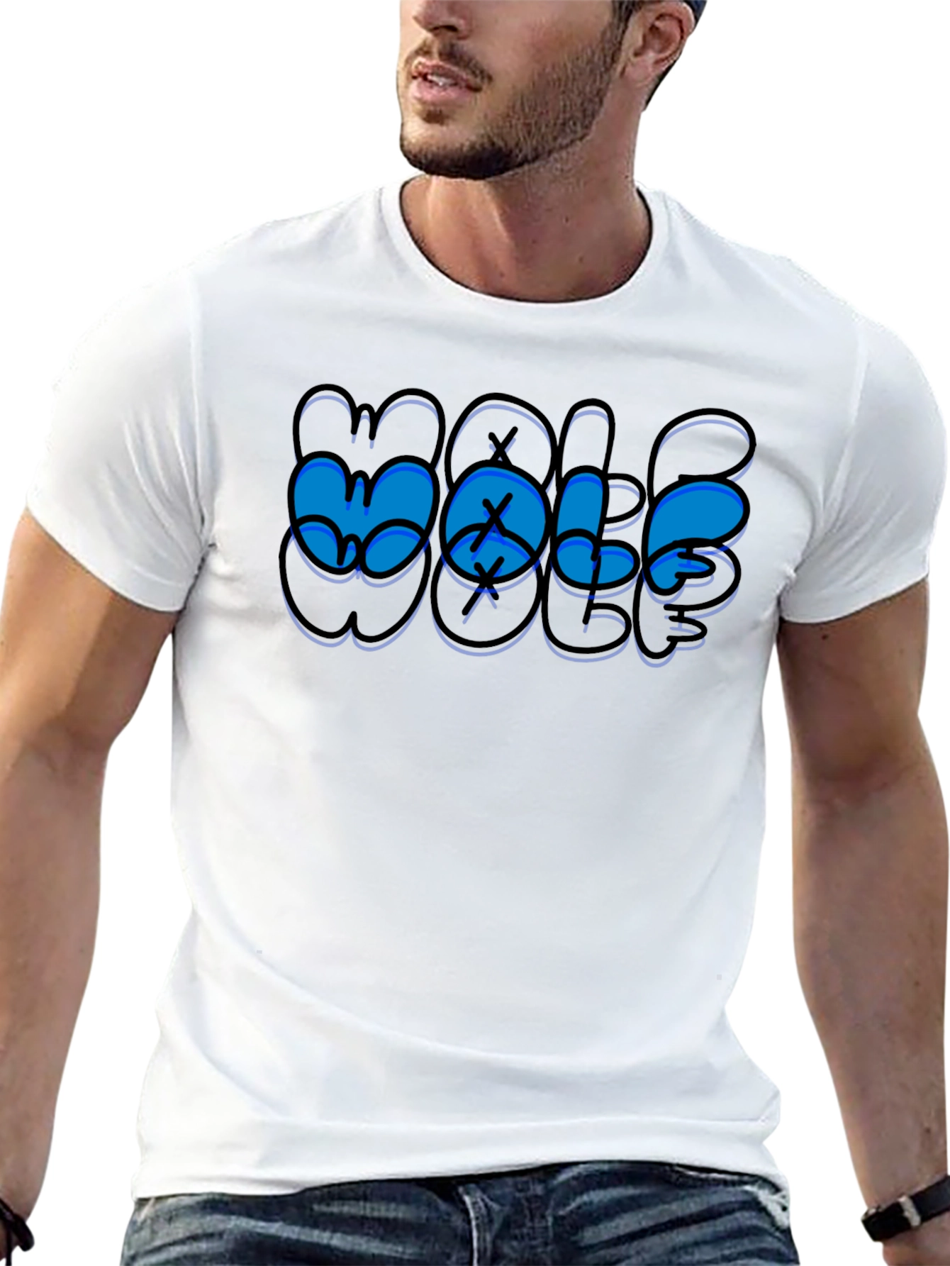 Mens Black WOLF Graphic T-Shirt