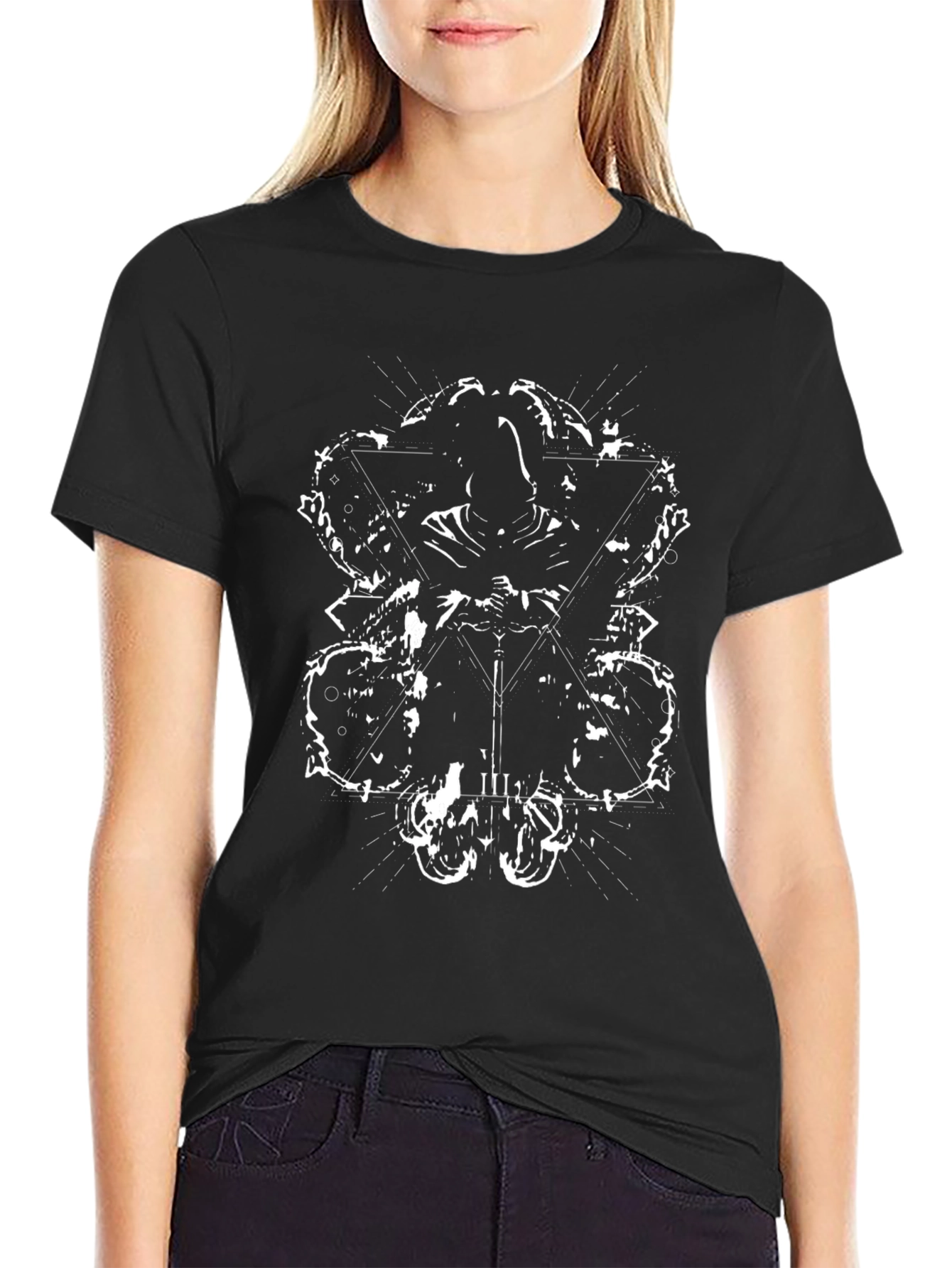 Mystic Warrior Graphic Tee - Black Cotton T-Shirt