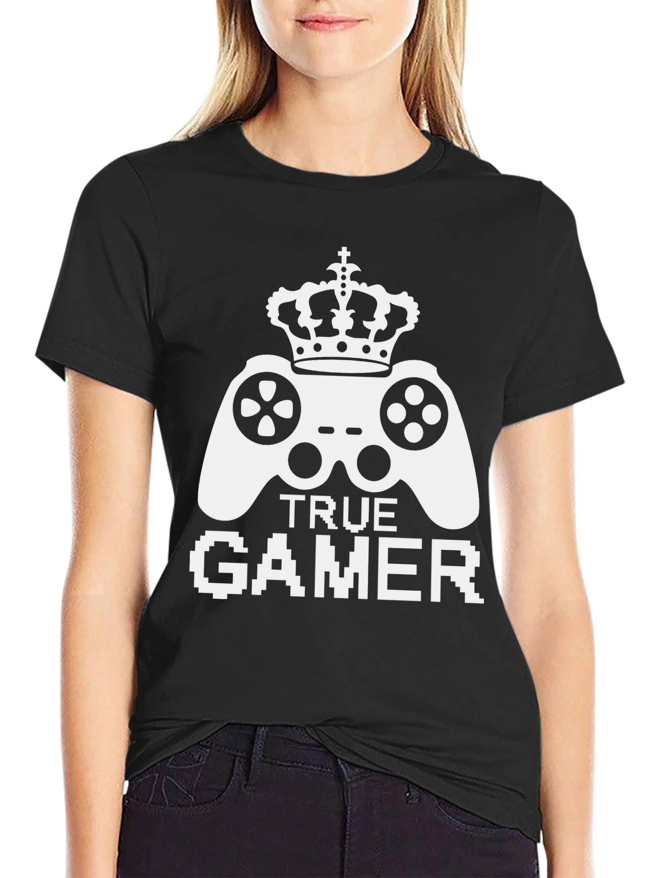 True Gamer Crowned Controller Graphic Tee - Black