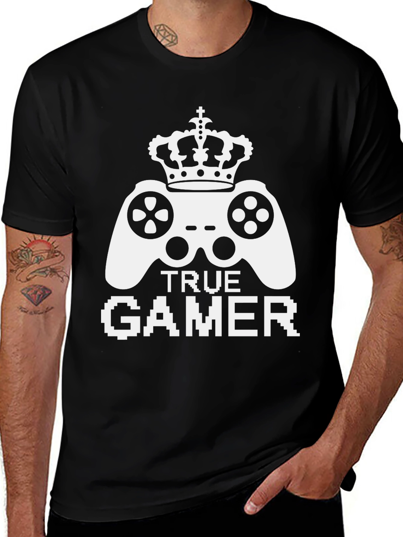 True Gamer Crowned Controller Graphic Tee - Black