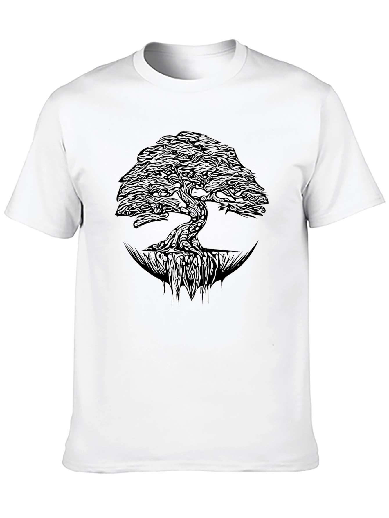 Abstract Tree Graphic Mens Black T-Shirt