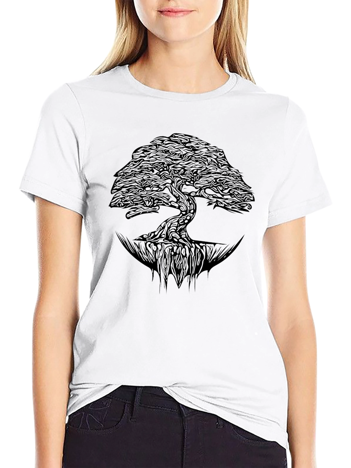 Abstract Tree Graphic Mens Black T-Shirt