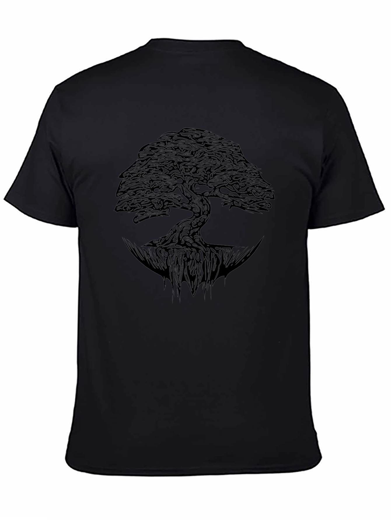 Abstract Tree Graphic Mens Black T-Shirt