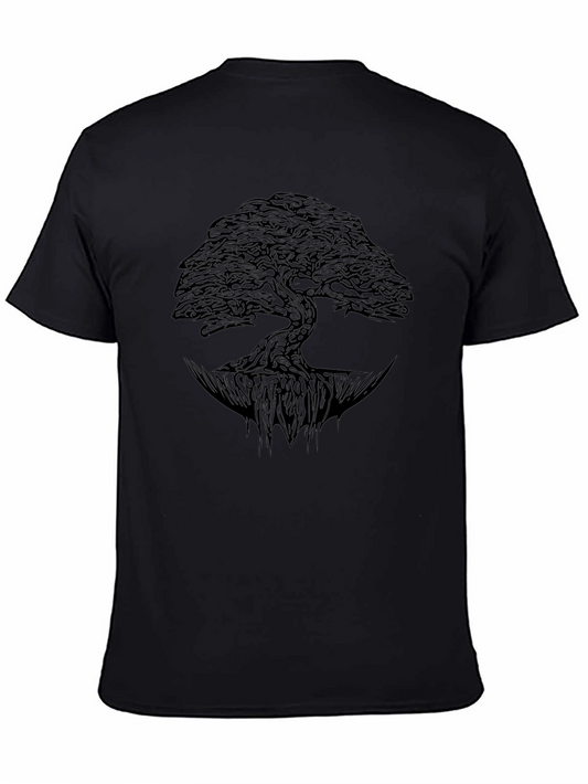 Abstract Tree Graphic Mens Black T-Shirt
