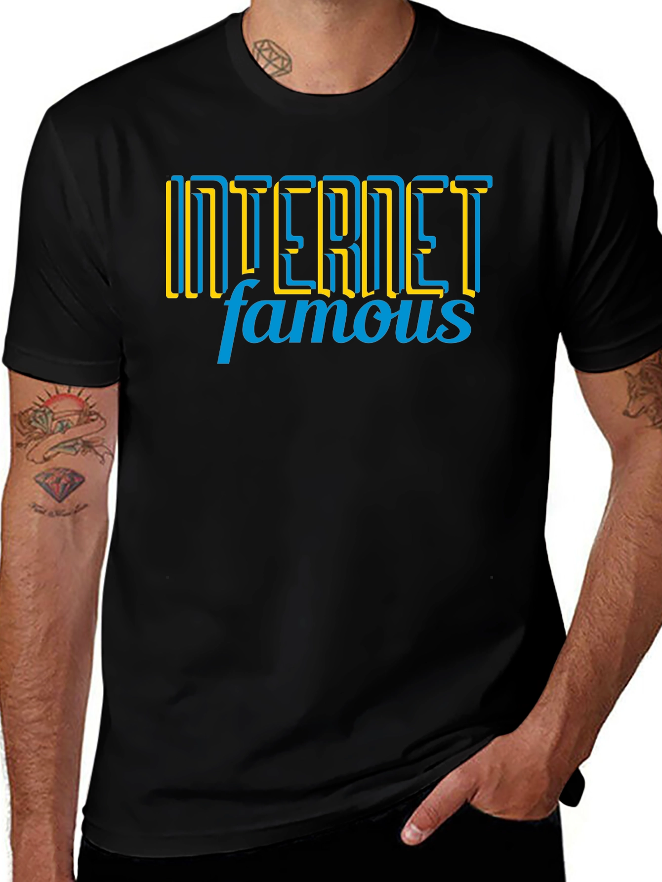 Internet Famous Graphic Tee - Black Crew Neck T-Shirt