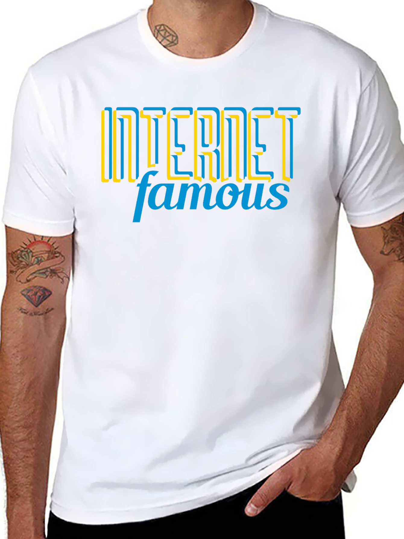 Internet Famous Graphic Tee - Black Crew Neck T-Shirt