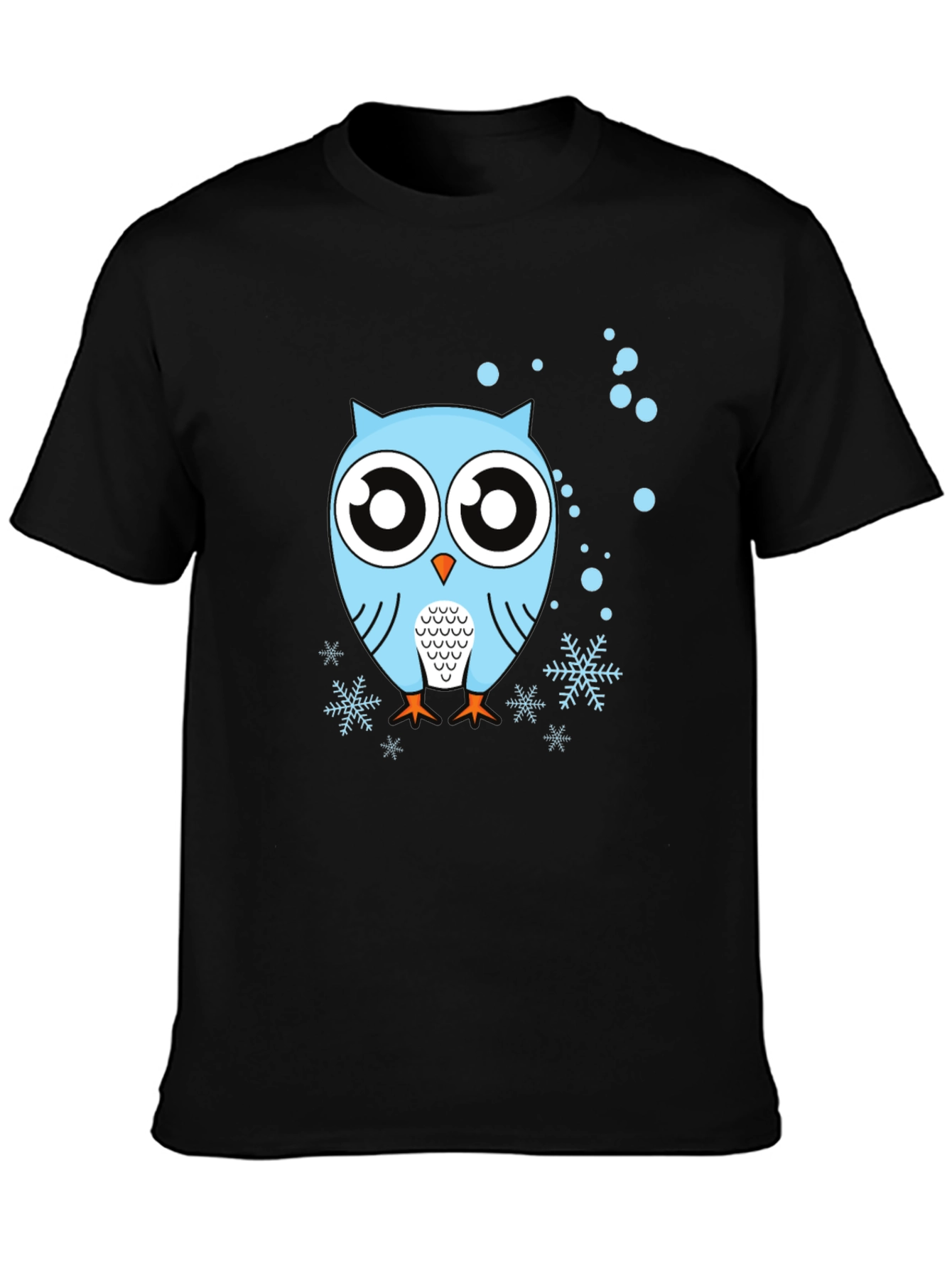 Owl Graphic Tee - Black Crew Neck Cotton Shirt