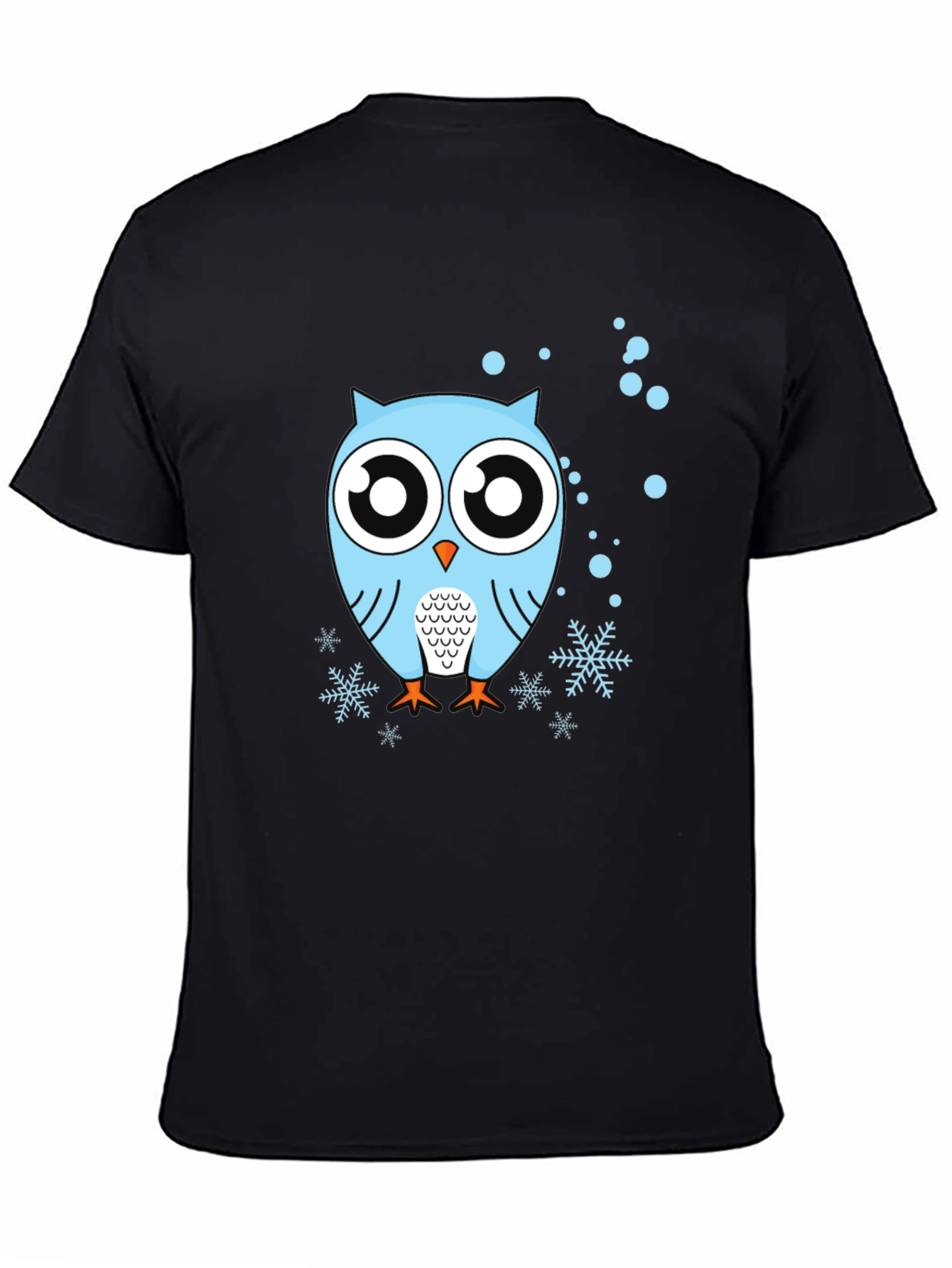 Owl Graphic Tee - Black Crew Neck Cotton Shirt