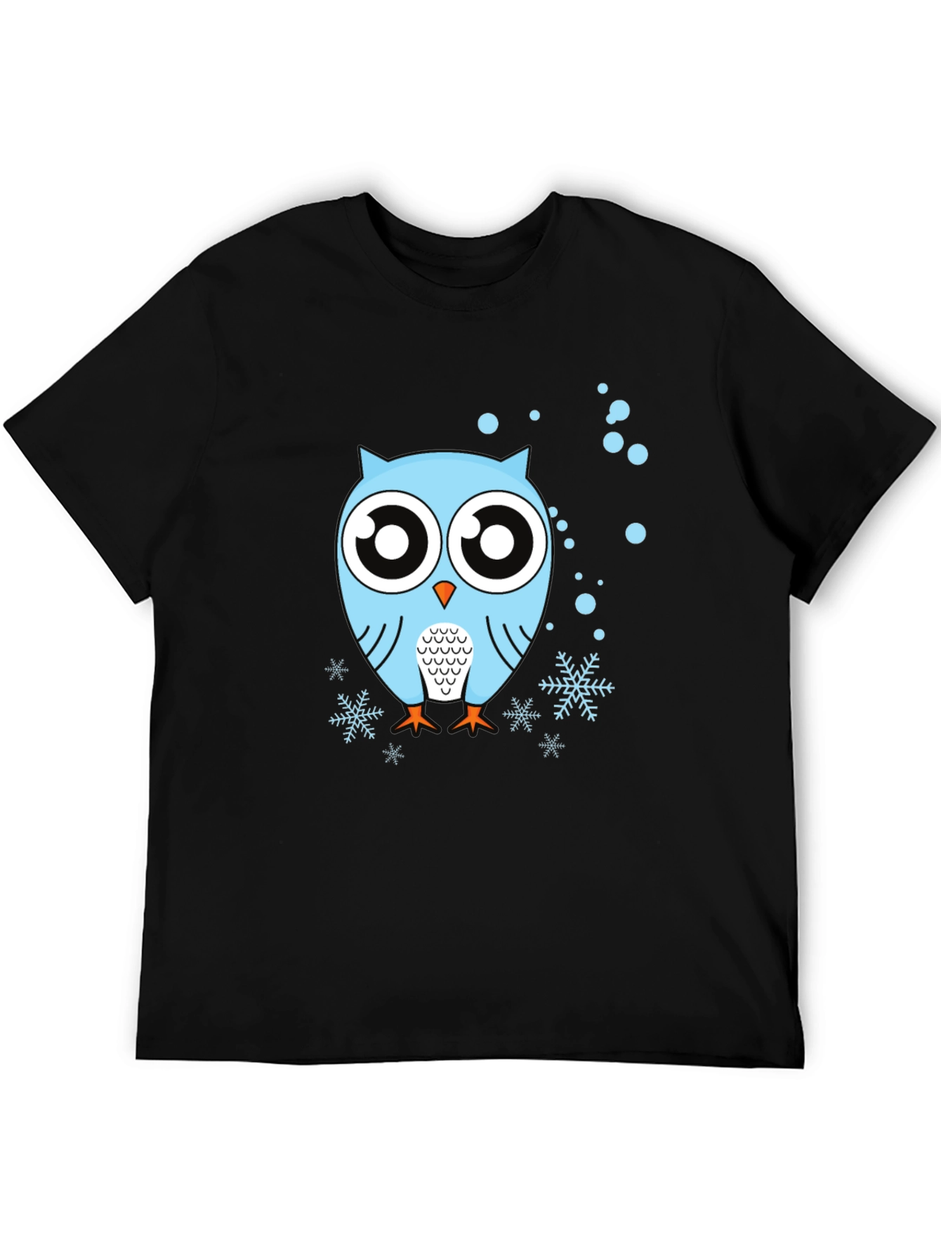 Owl Graphic Tee - Black Crew Neck Cotton Shirt