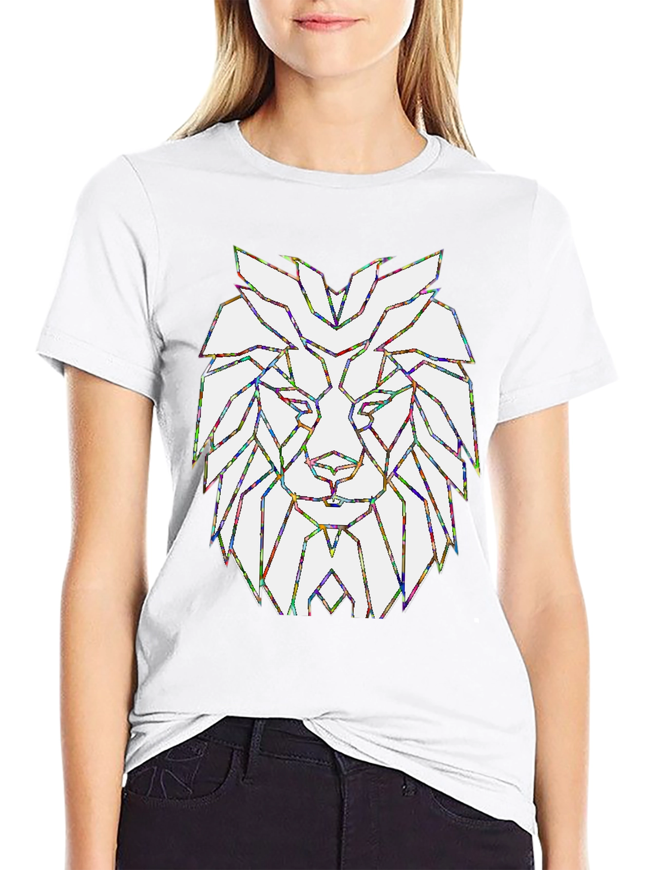 Geometric Lion Head Graphic T-Shirt