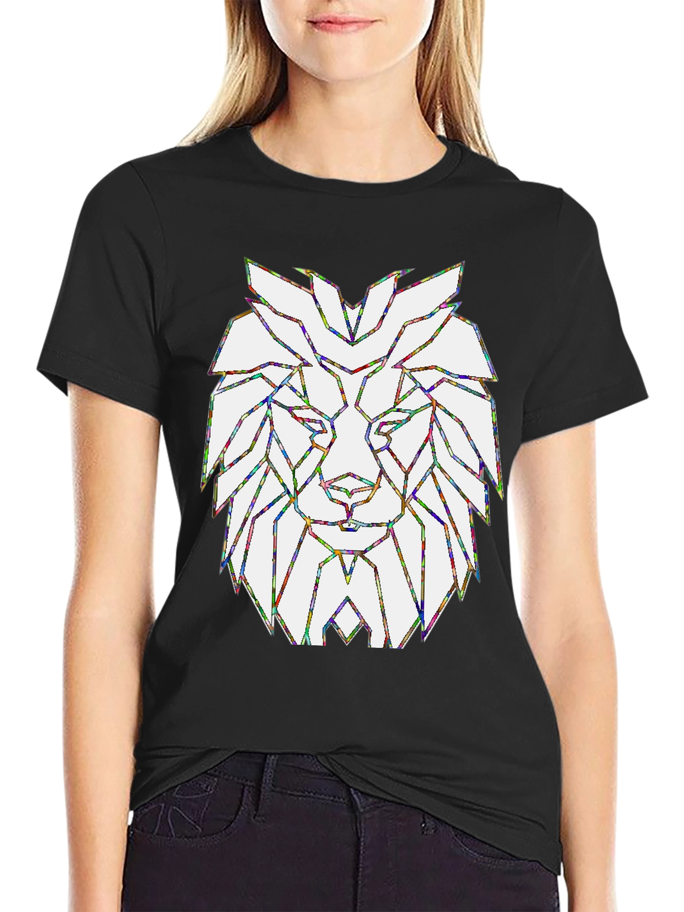 Geometric Lion Head Graphic T-Shirt