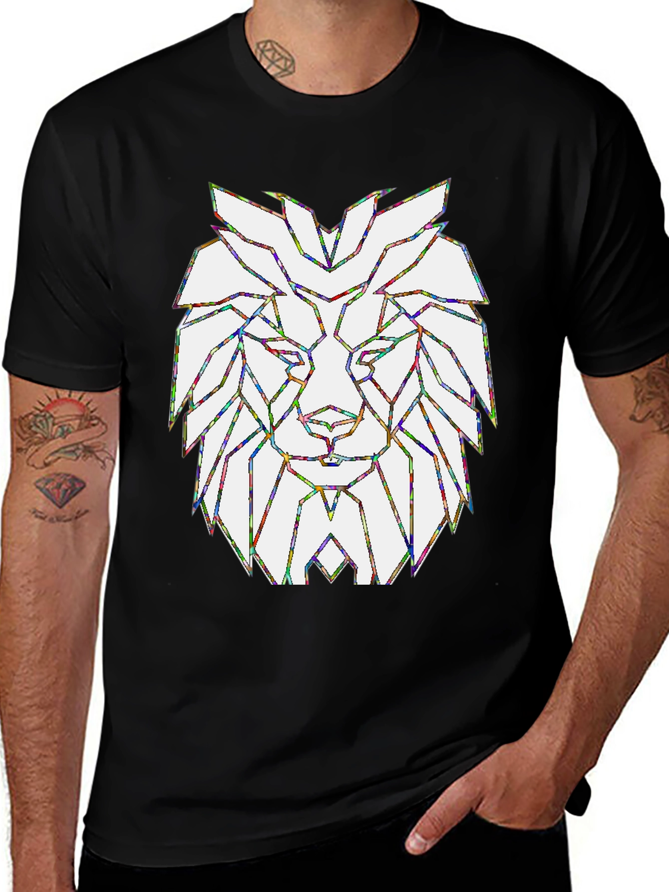 Geometric Lion Head Graphic T-Shirt