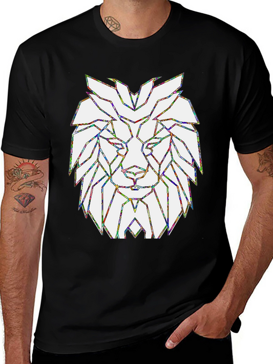 Geometric Lion Head Graphic T-Shirt