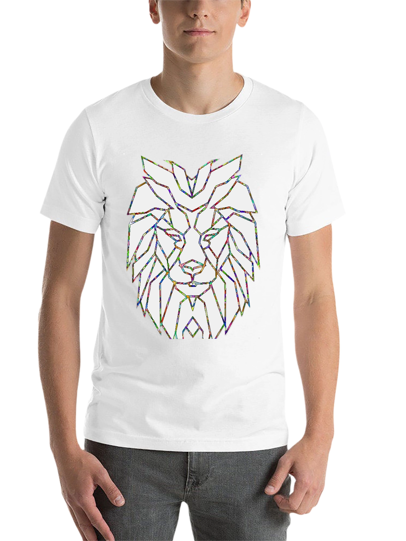 Geometric Lion Head Graphic T-Shirt
