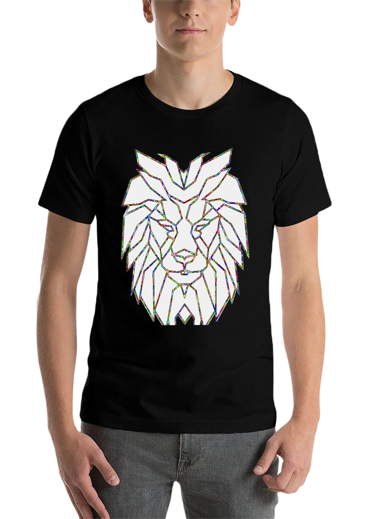 Geometric Lion Head Graphic T-Shirt