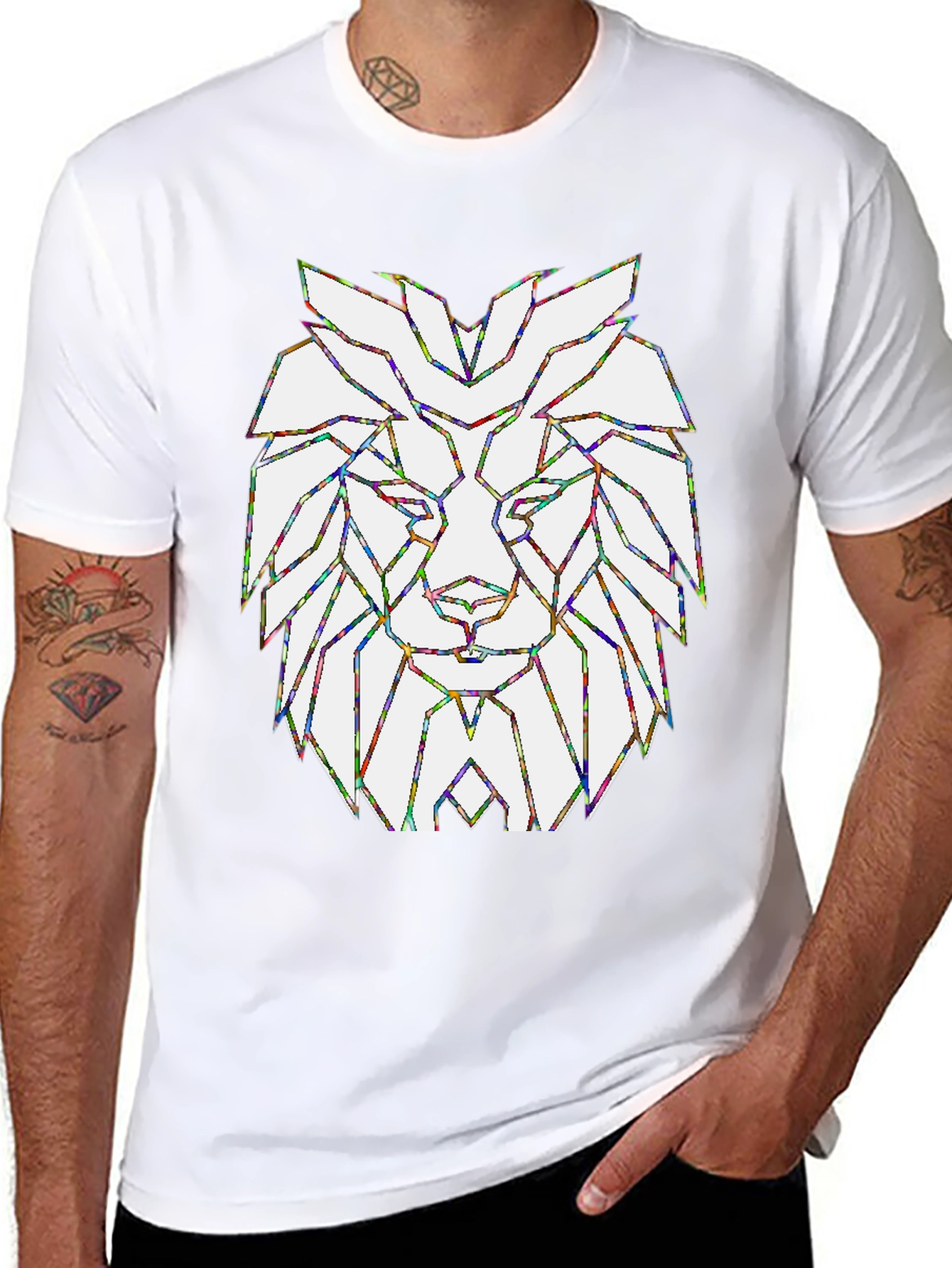 Geometric Lion Head Graphic T-Shirt