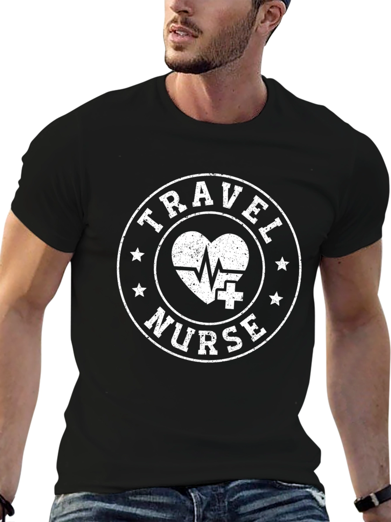 Travel Nurse Graphic T-Shirt - Black Casual Tee