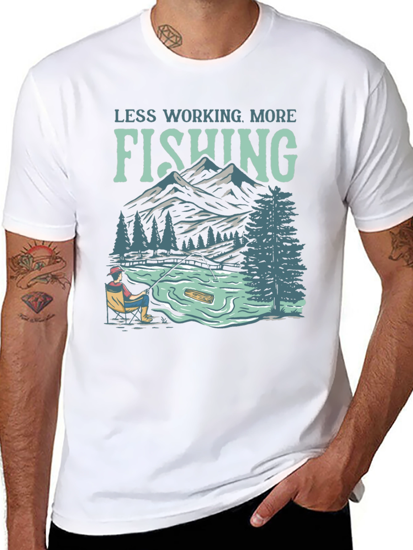 Less Working More Fishing Graphic Tee