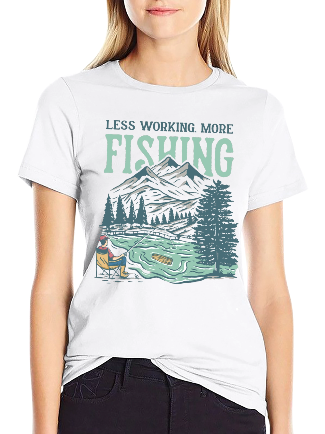 Less Working More Fishing Graphic Tee