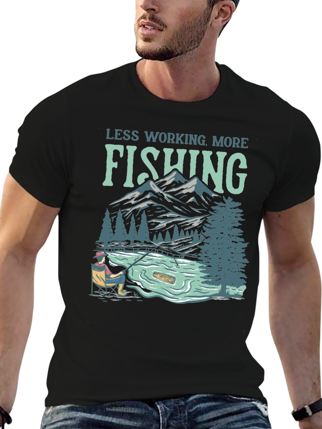 Less Working More Fishing Graphic Tee