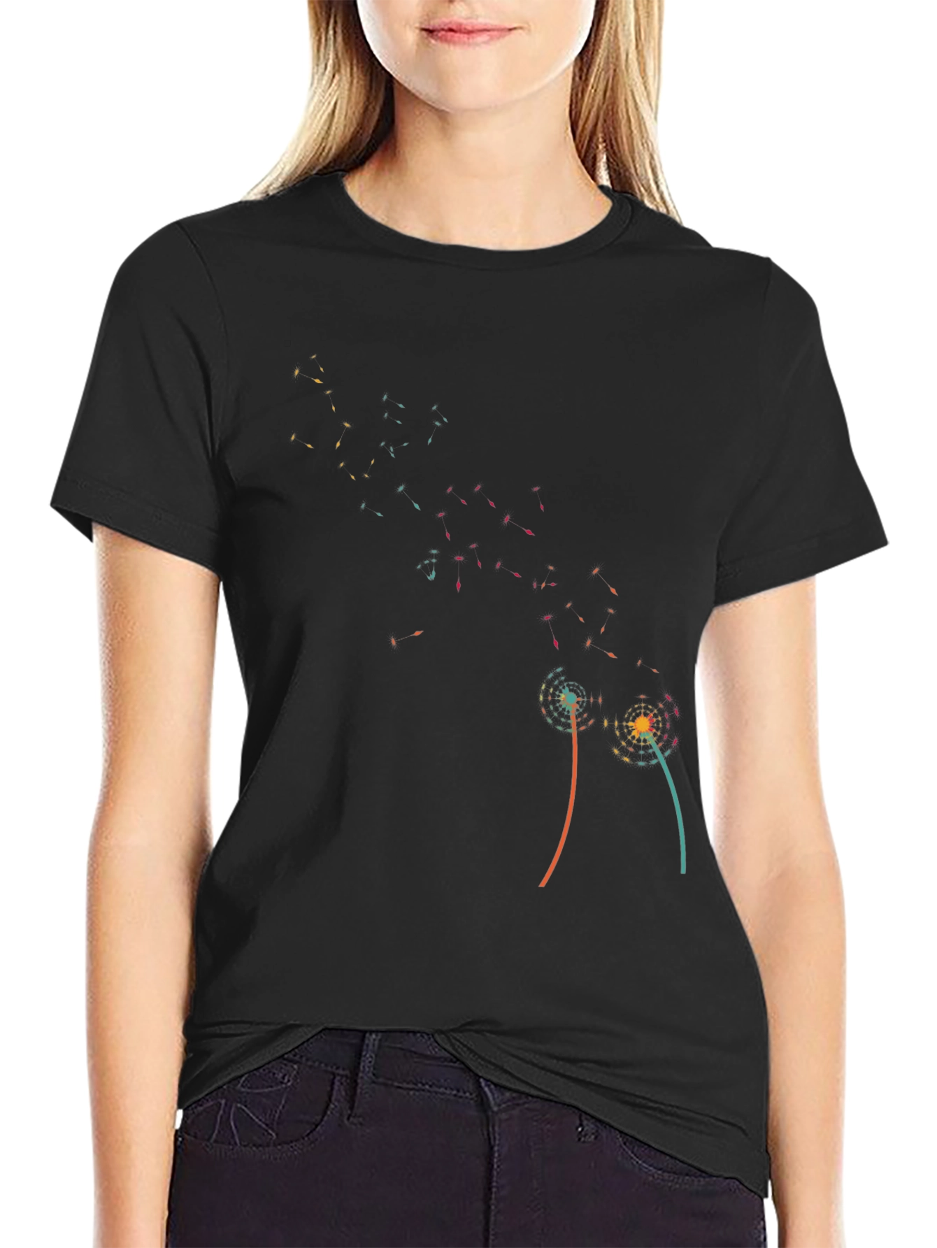 Dandelion Wishes Graphic Black Tee