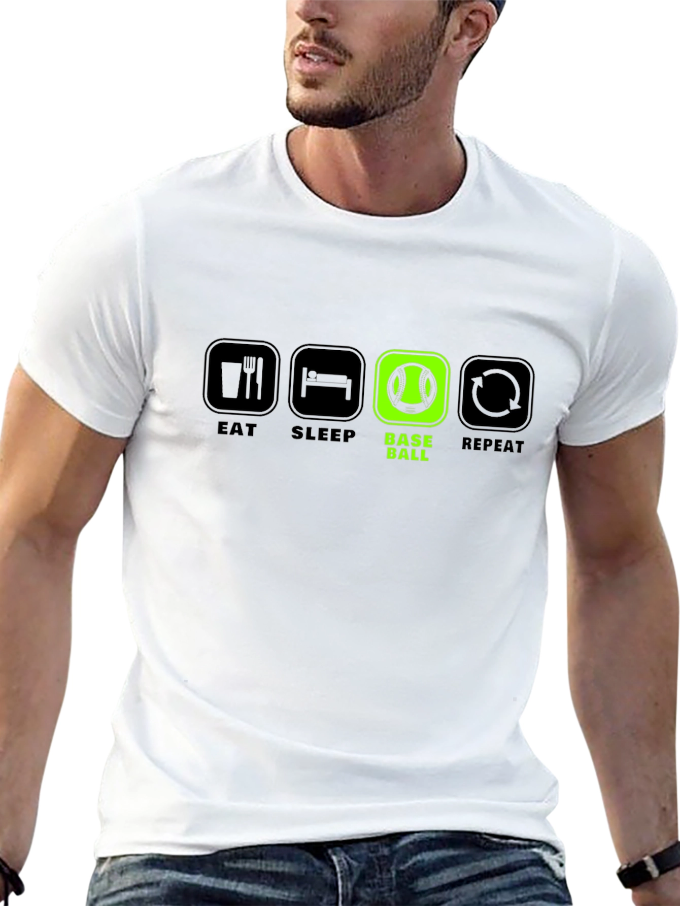 Eat Sleep Baseball Repeat Graphic T-Shirt