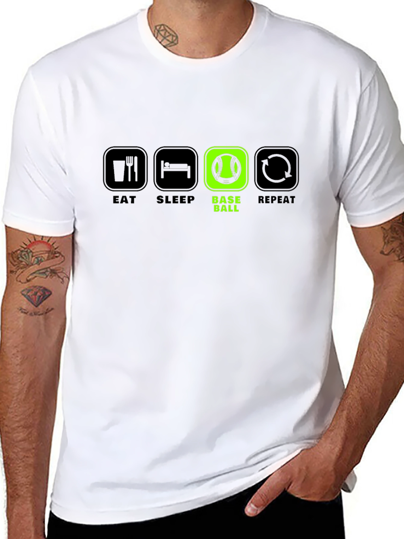 Eat Sleep Baseball Repeat Graphic T-Shirt