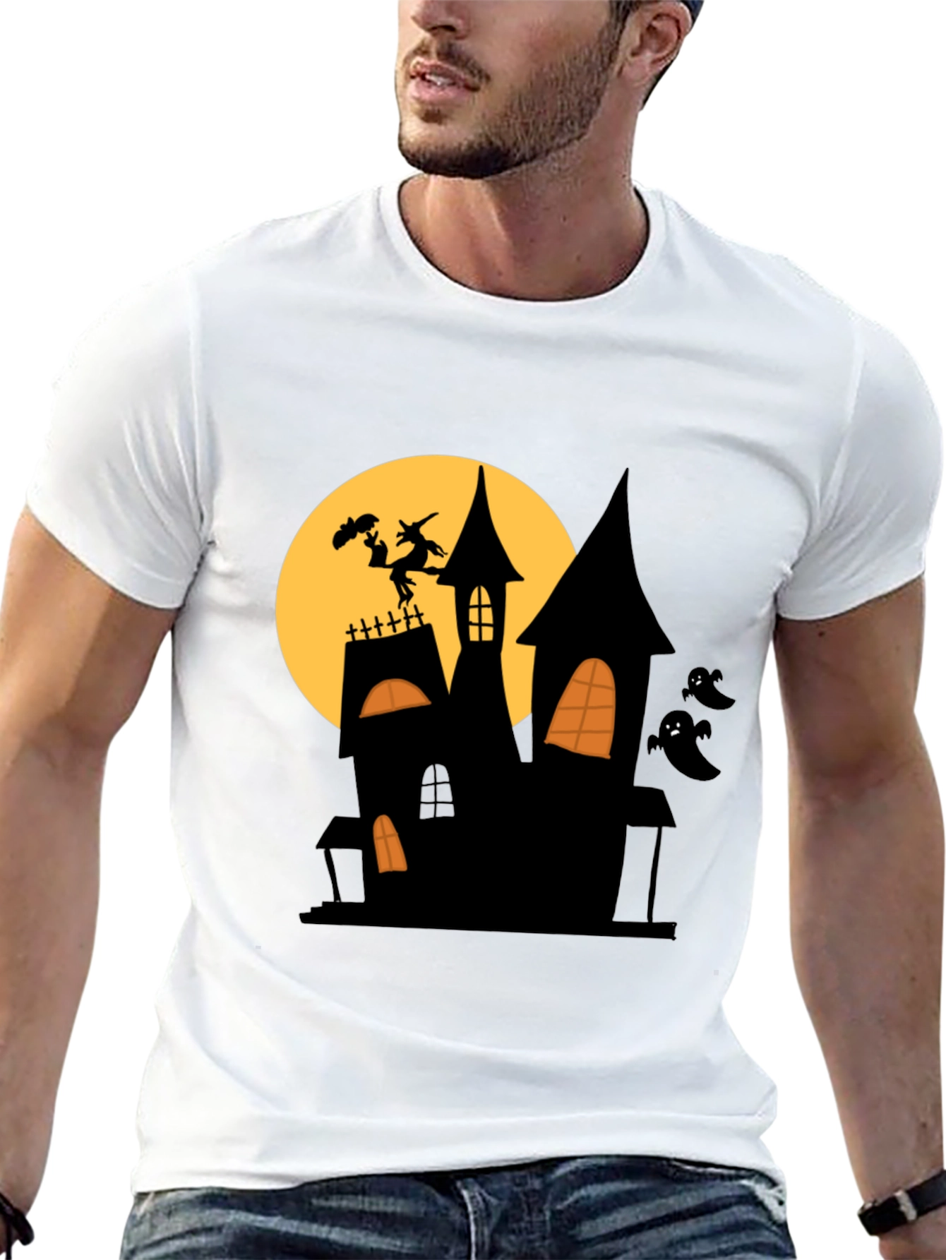 Halloween Witch Haunted House Graphic Tee
