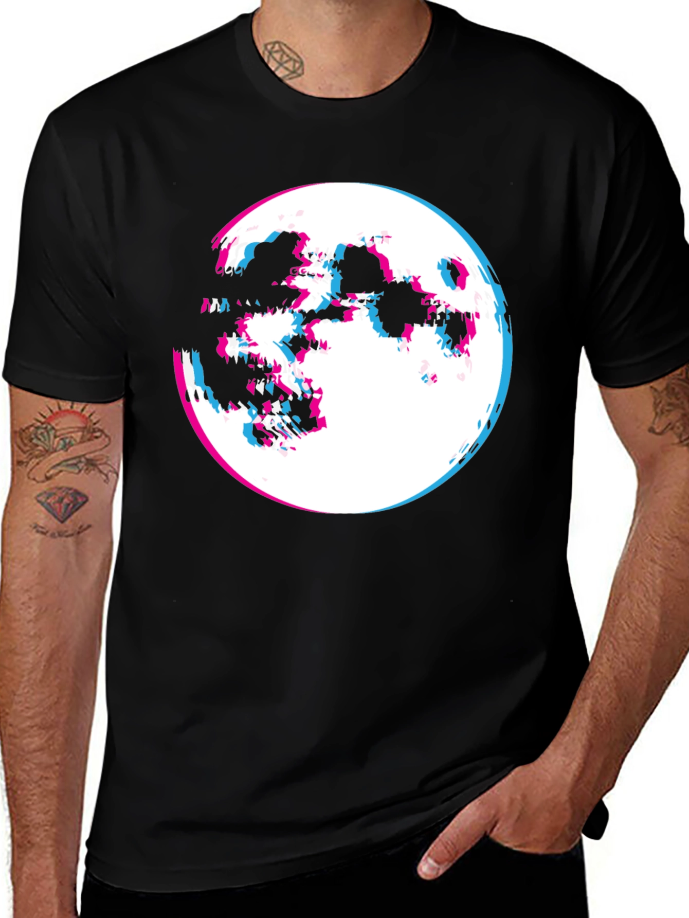 Glitch Moon Graphic T-Shirt - Mens Black Tee