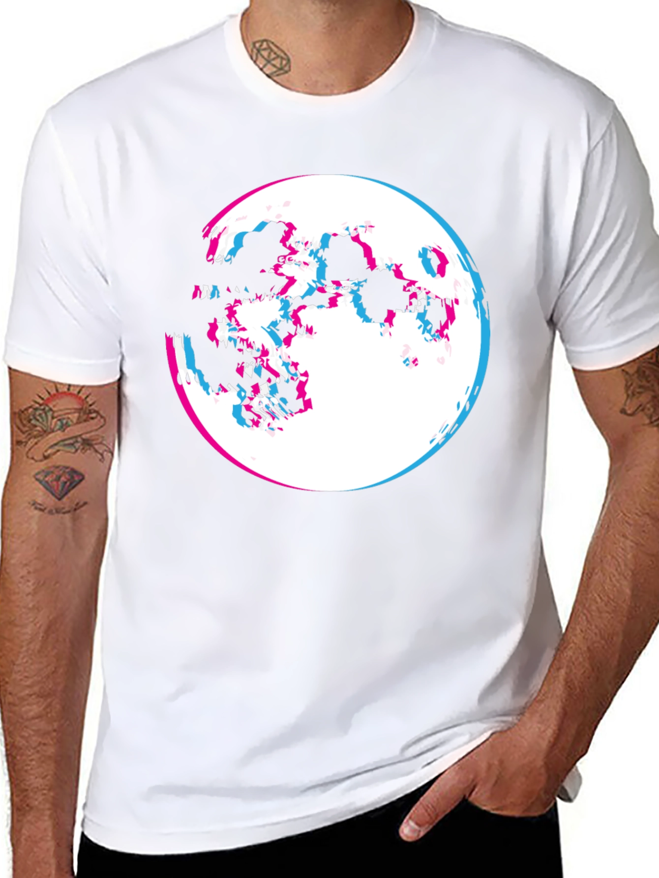 Glitch Moon Graphic T-Shirt - Mens Black Tee