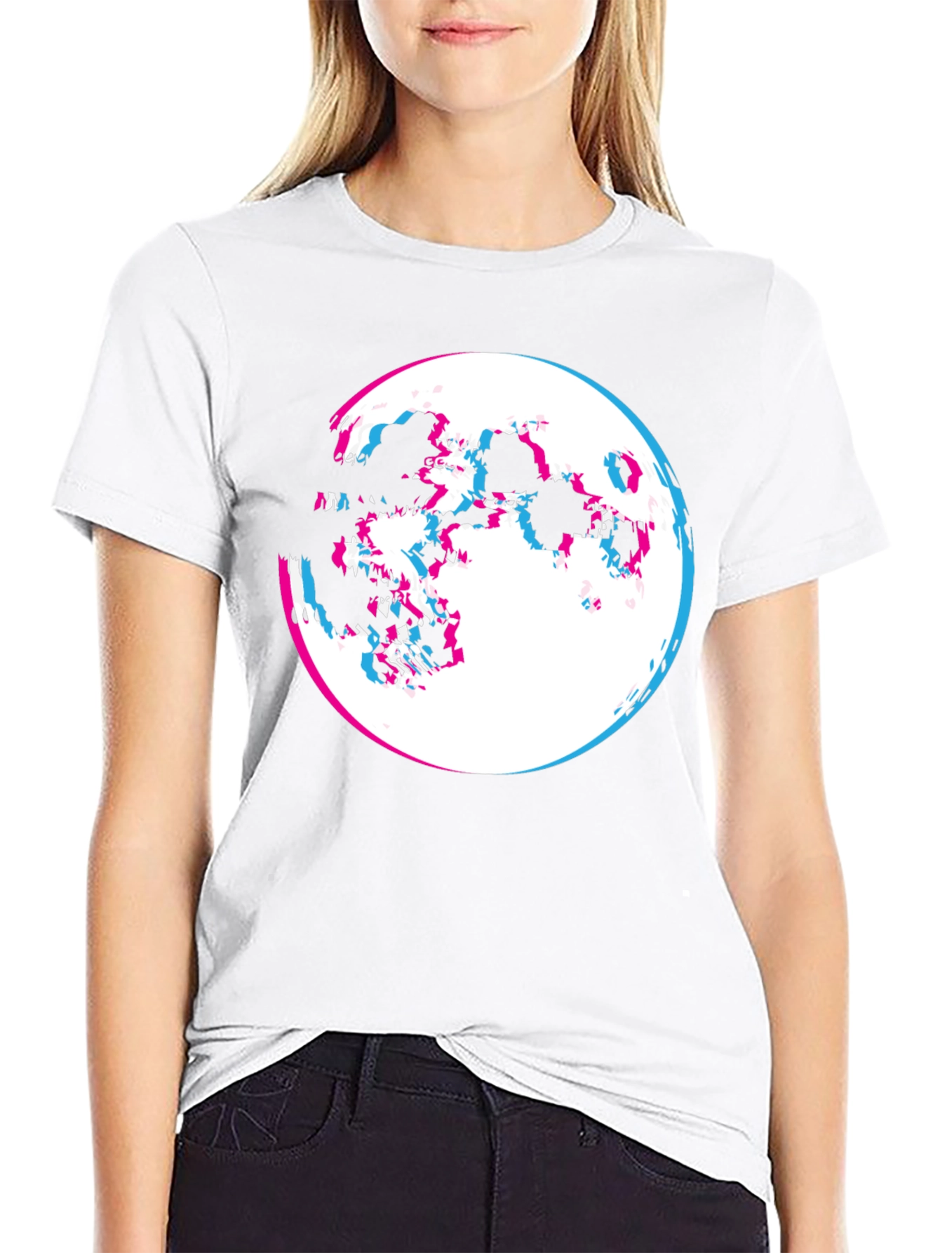 Glitch Moon Graphic T-Shirt - Mens Black Tee