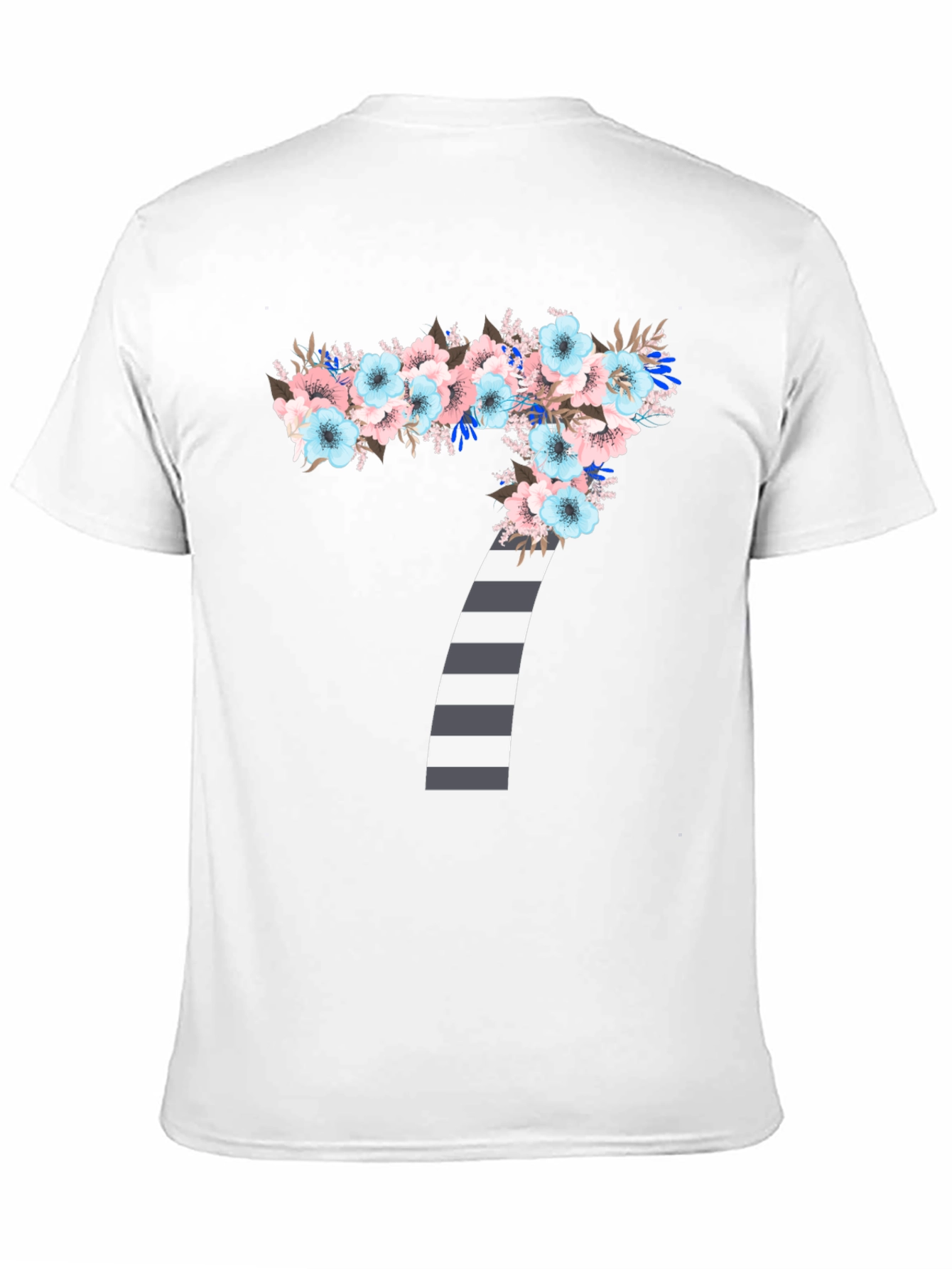 Floral Number 7 Striped Graphic Tee