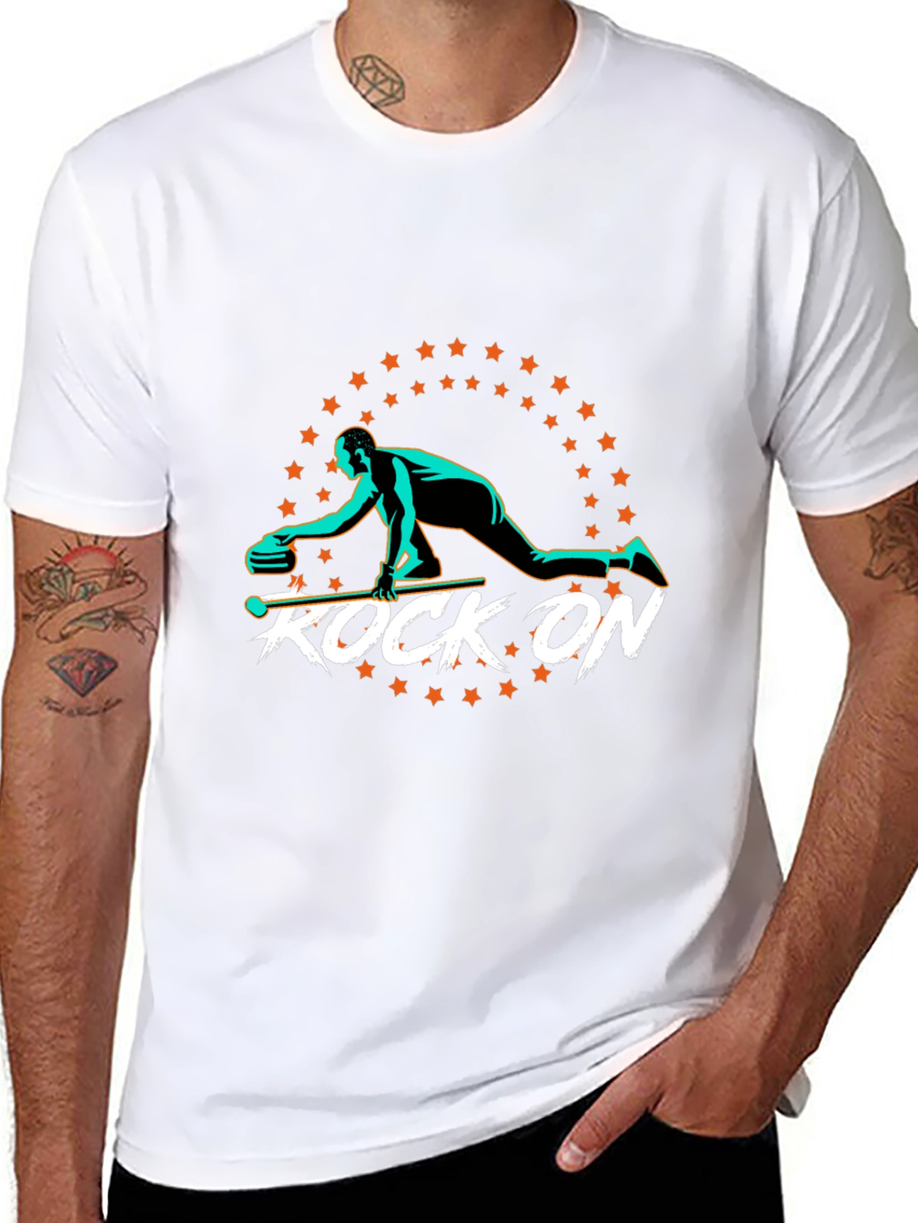 Rock On Curling Graphic T-Shirt