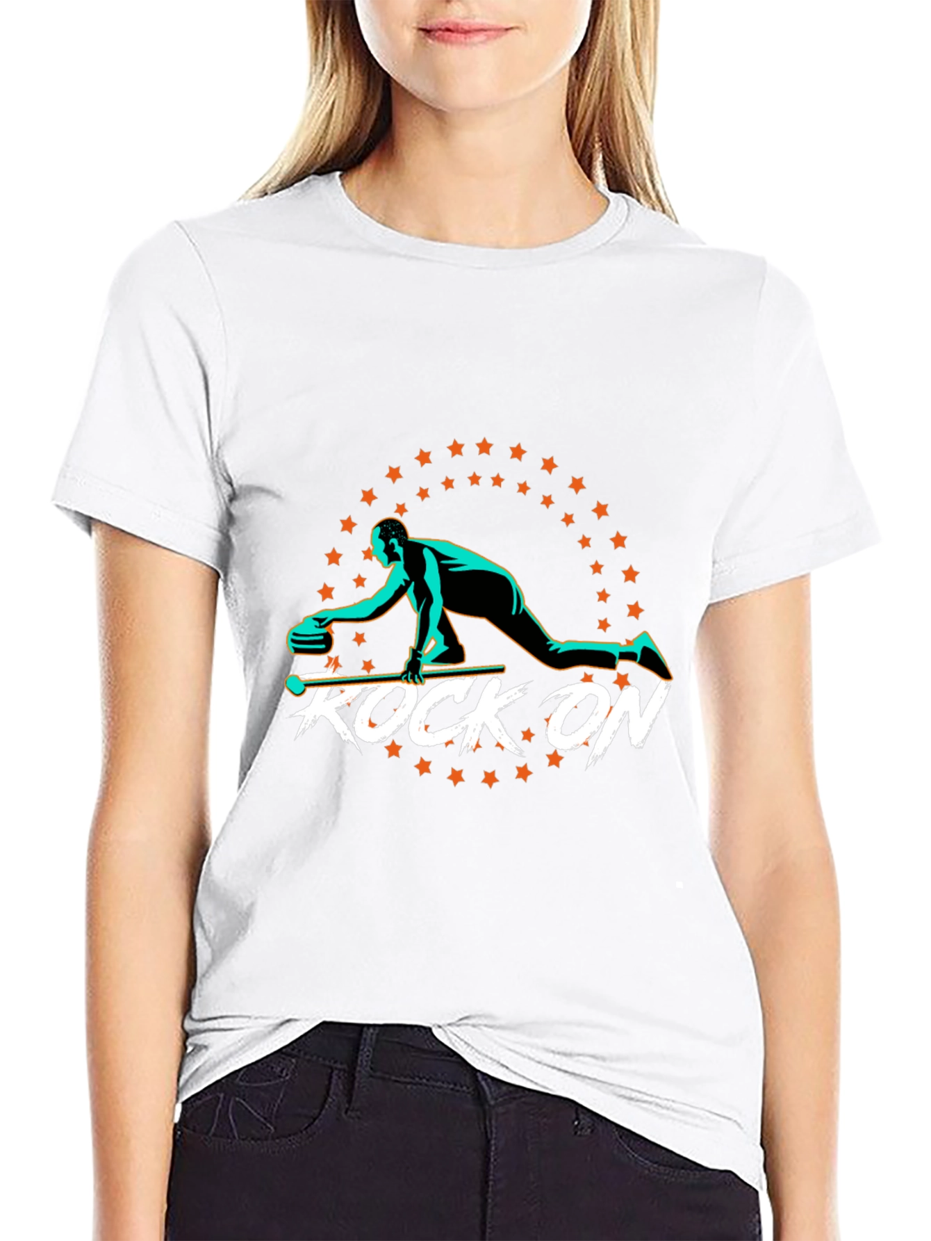 Rock On Curling Graphic T-Shirt