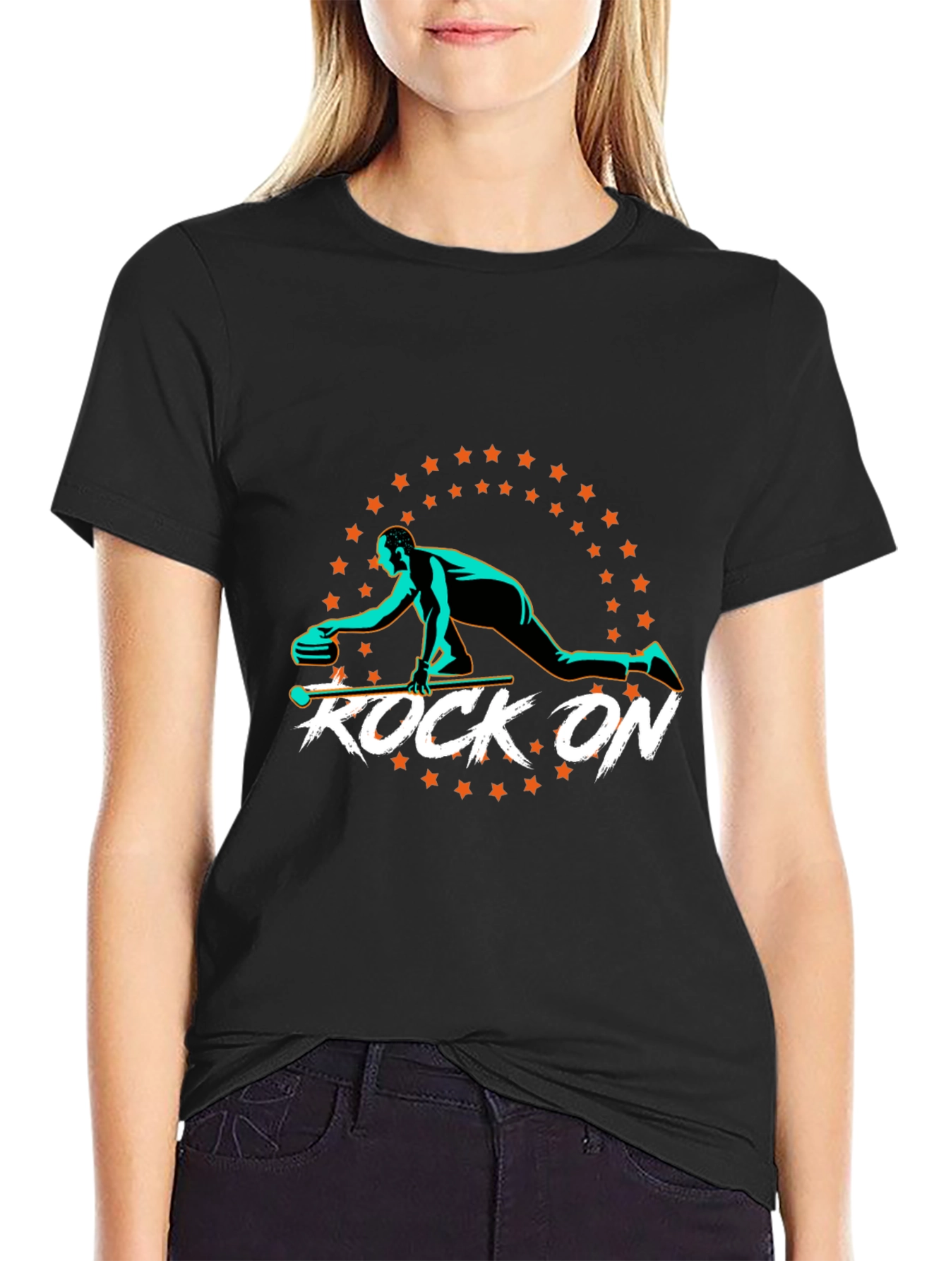 Rock On Curling Graphic T-Shirt