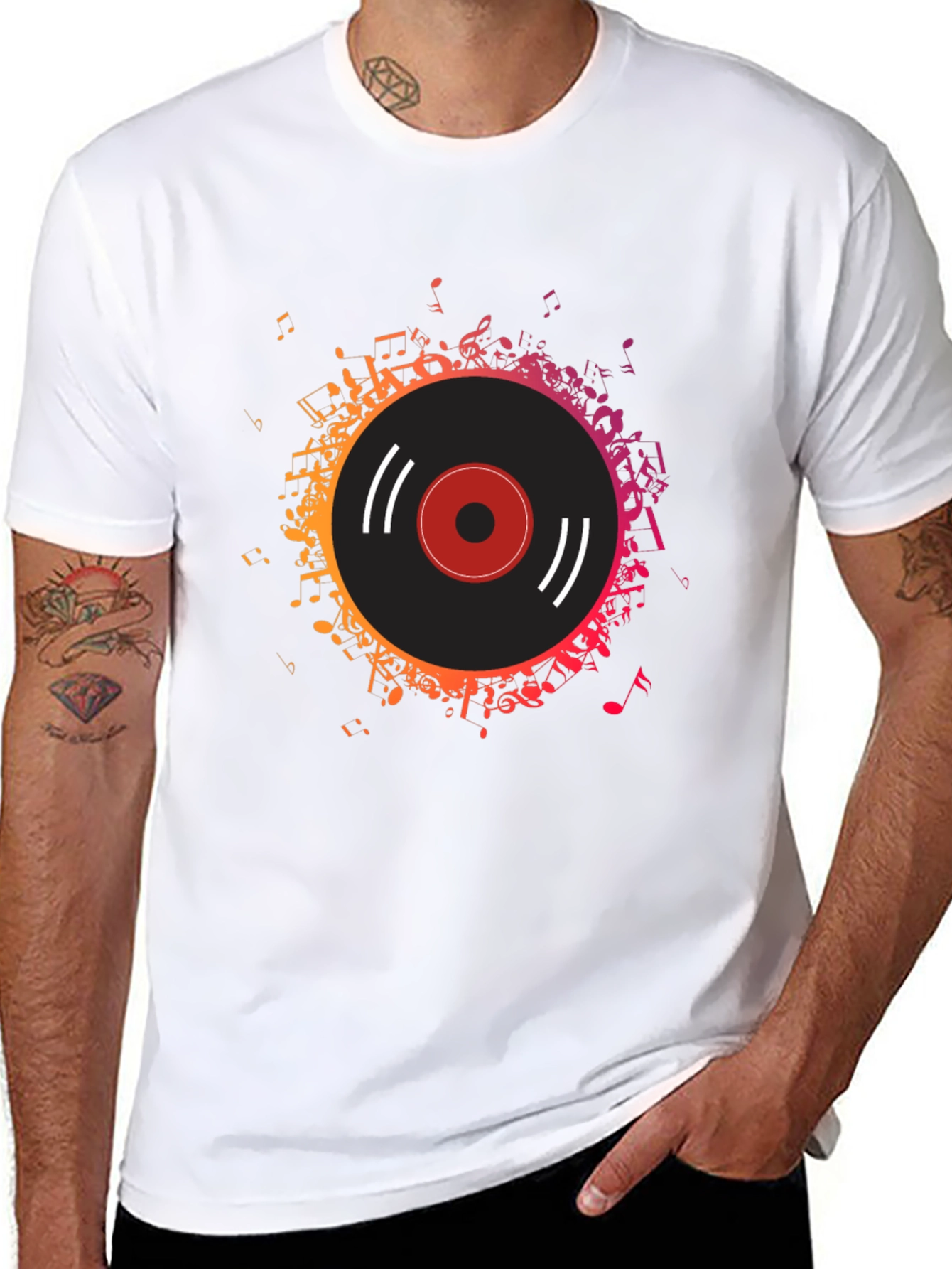 Vinyl Record Music Notes Graphic Tee