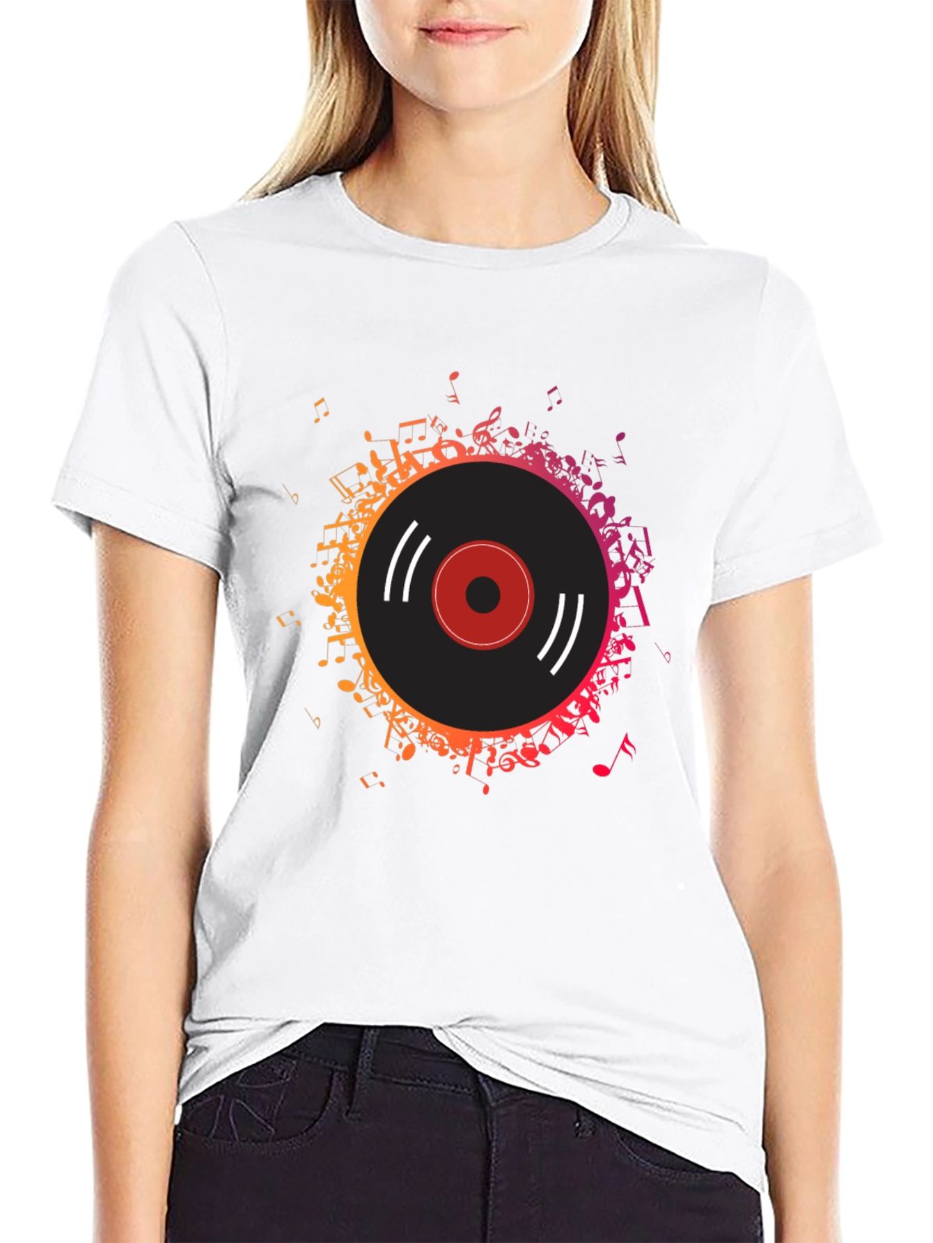 Vinyl Record Music Notes Graphic Tee