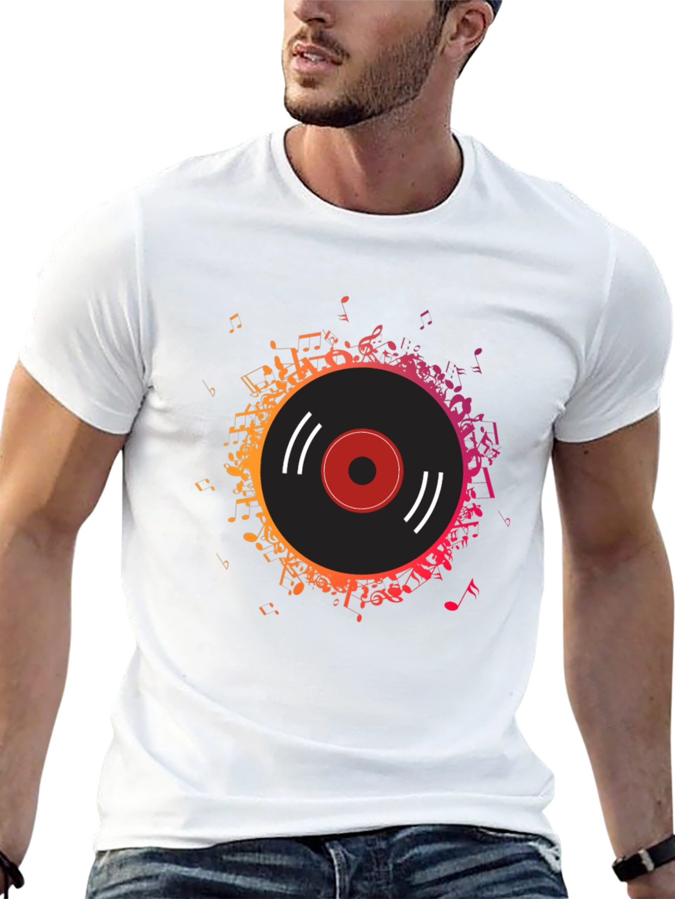Vinyl Record Music Notes Graphic Tee