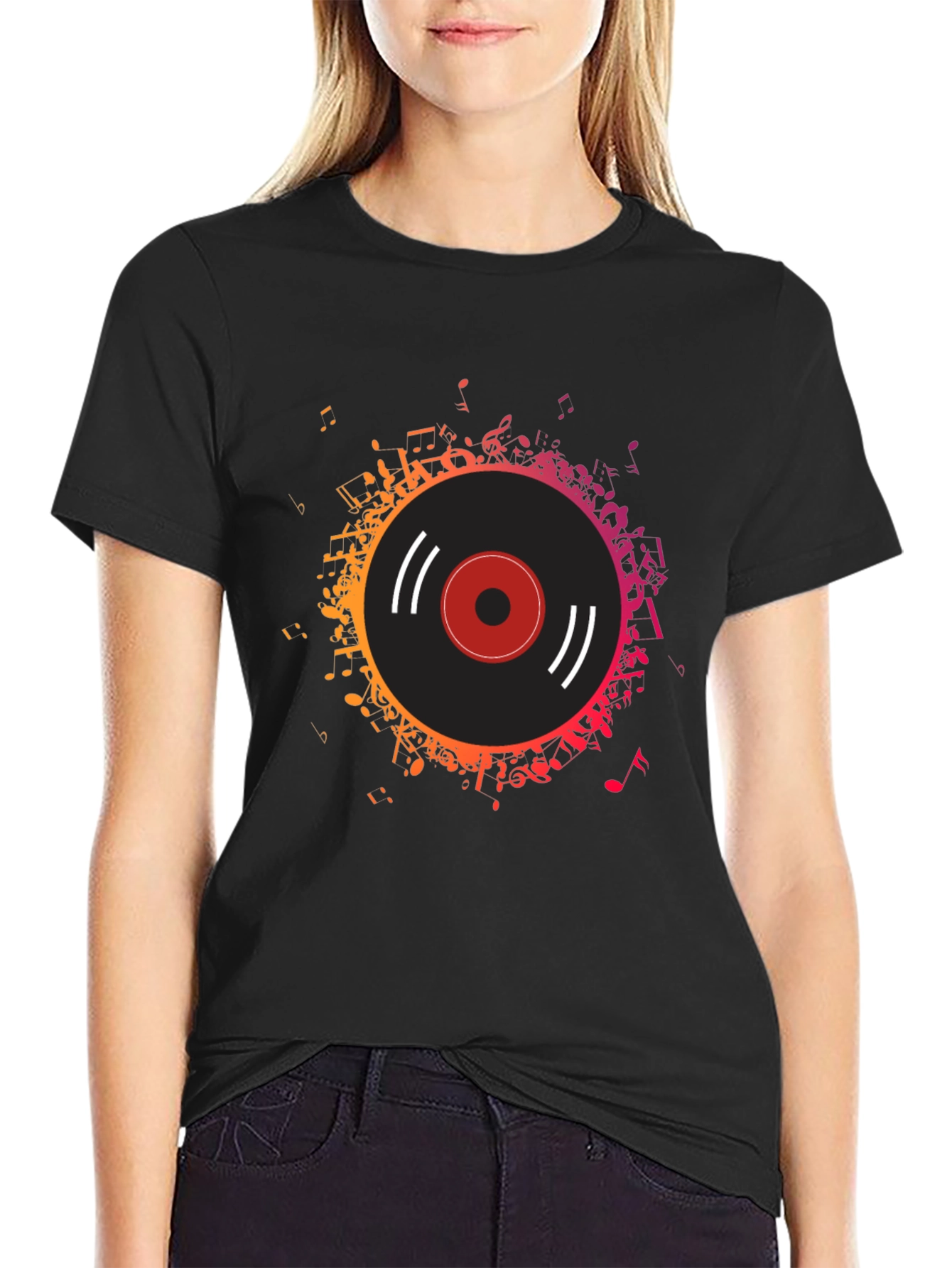 Vinyl Record Music Notes Graphic Tee