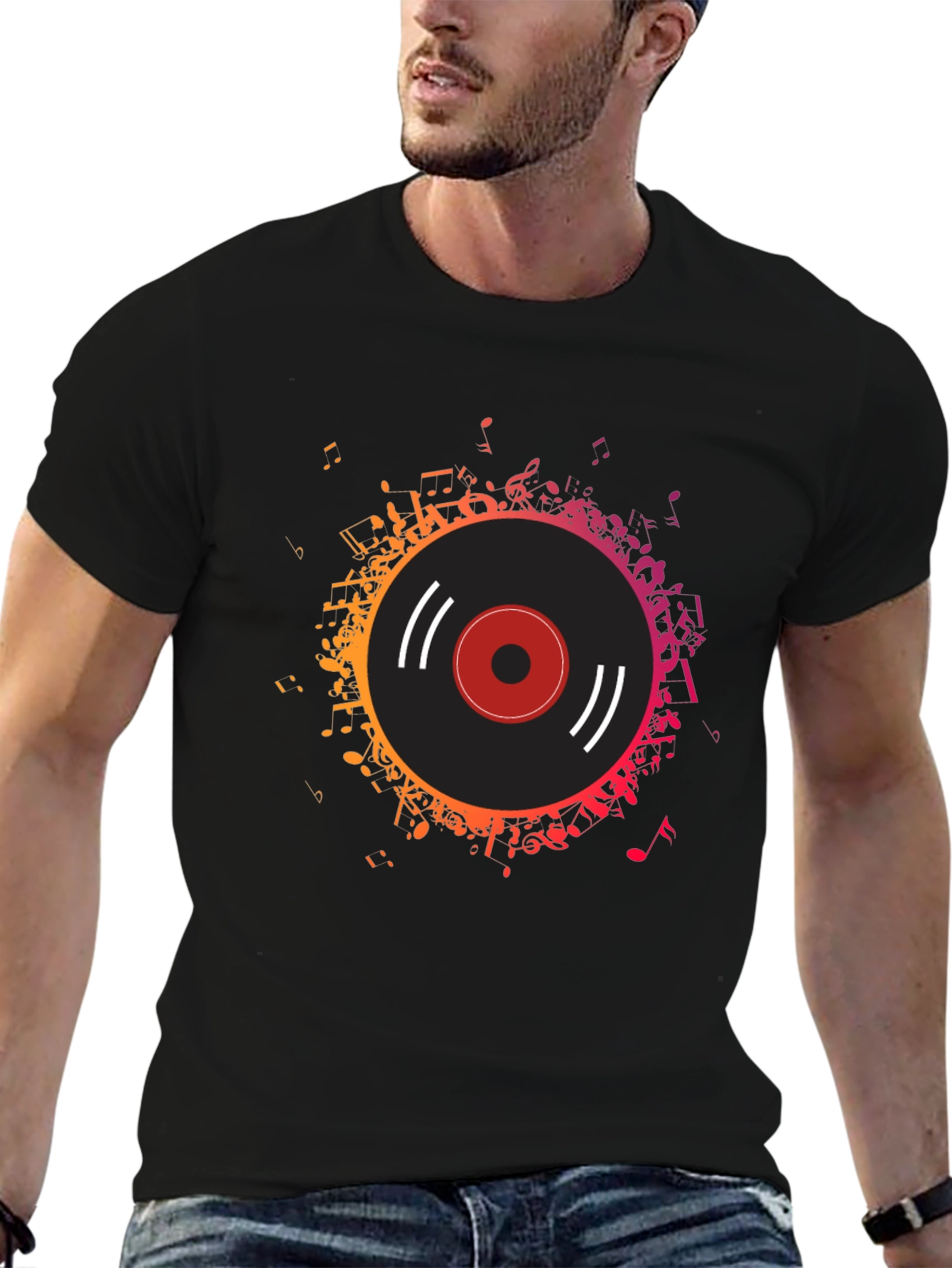 Vinyl Record Music Notes Graphic Tee