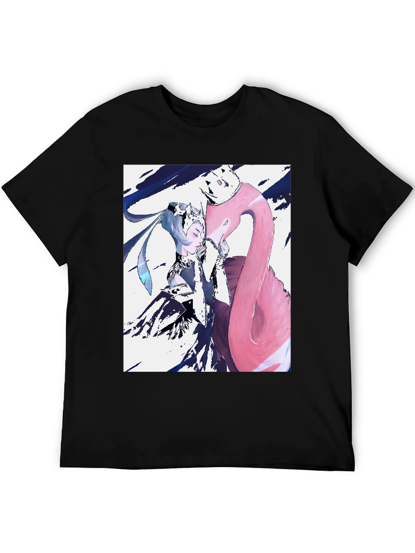 Anime Girl & Flamingo Graphic T-Shirt