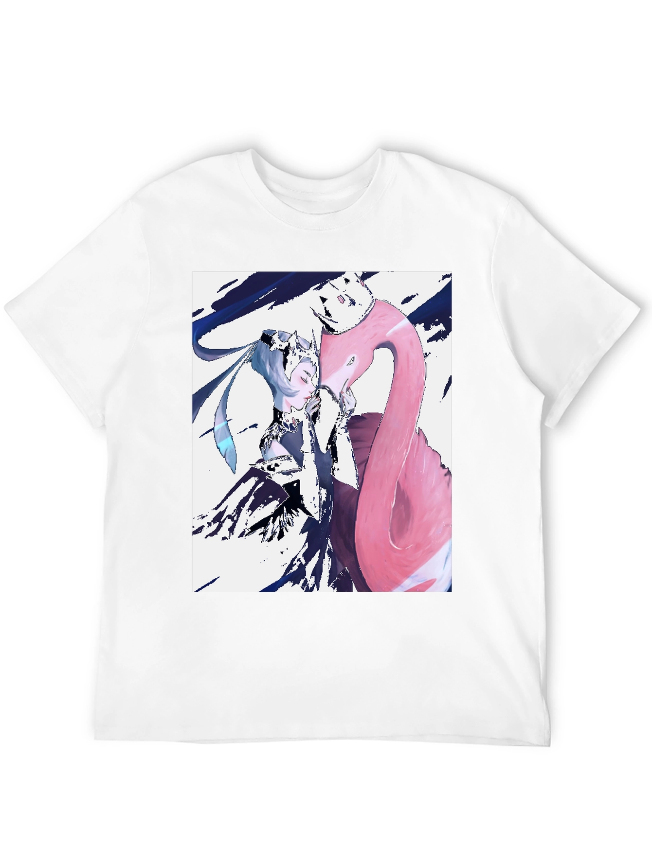 Anime Girl & Flamingo Graphic T-Shirt