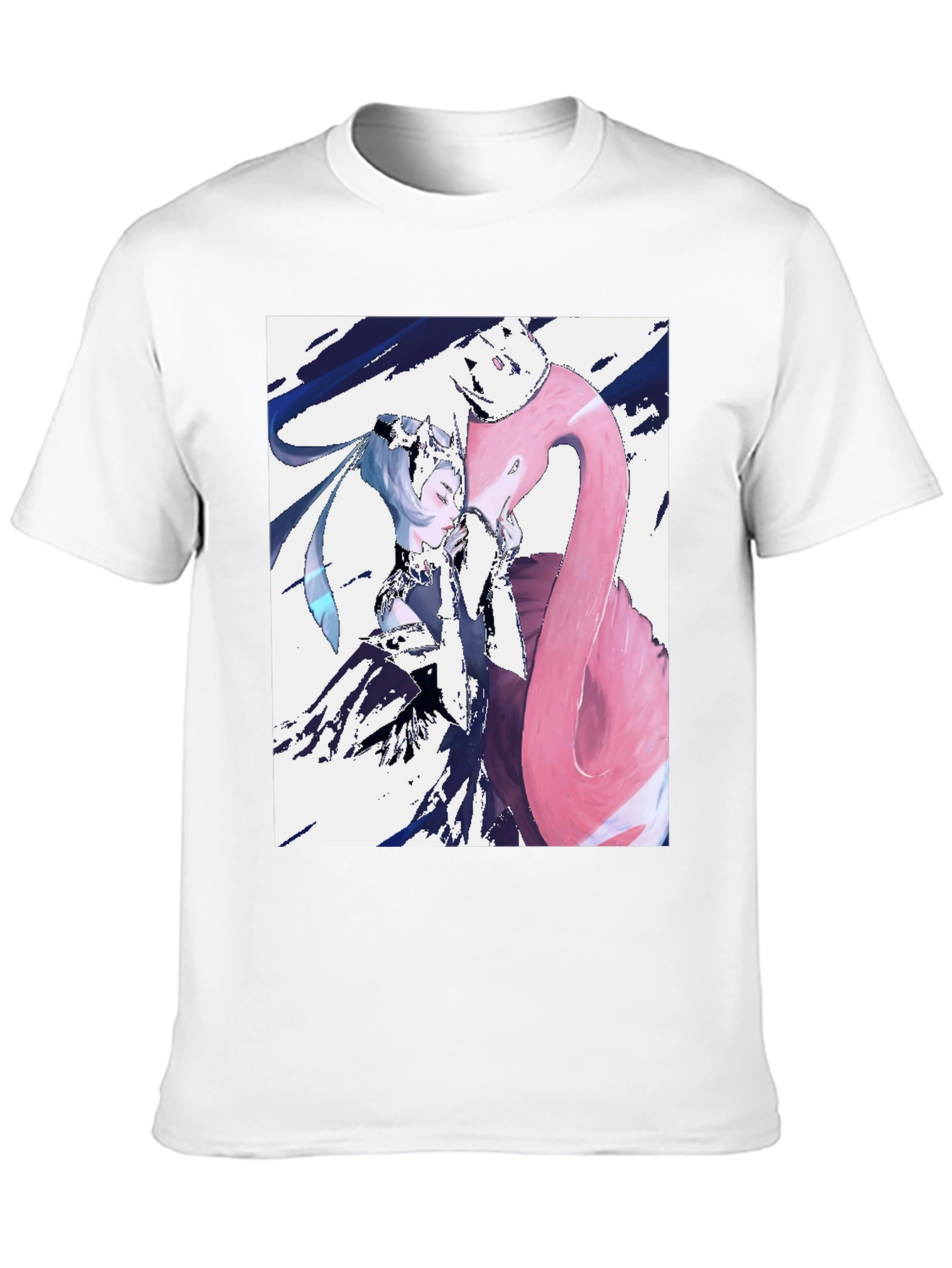 Anime Girl & Flamingo Graphic T-Shirt