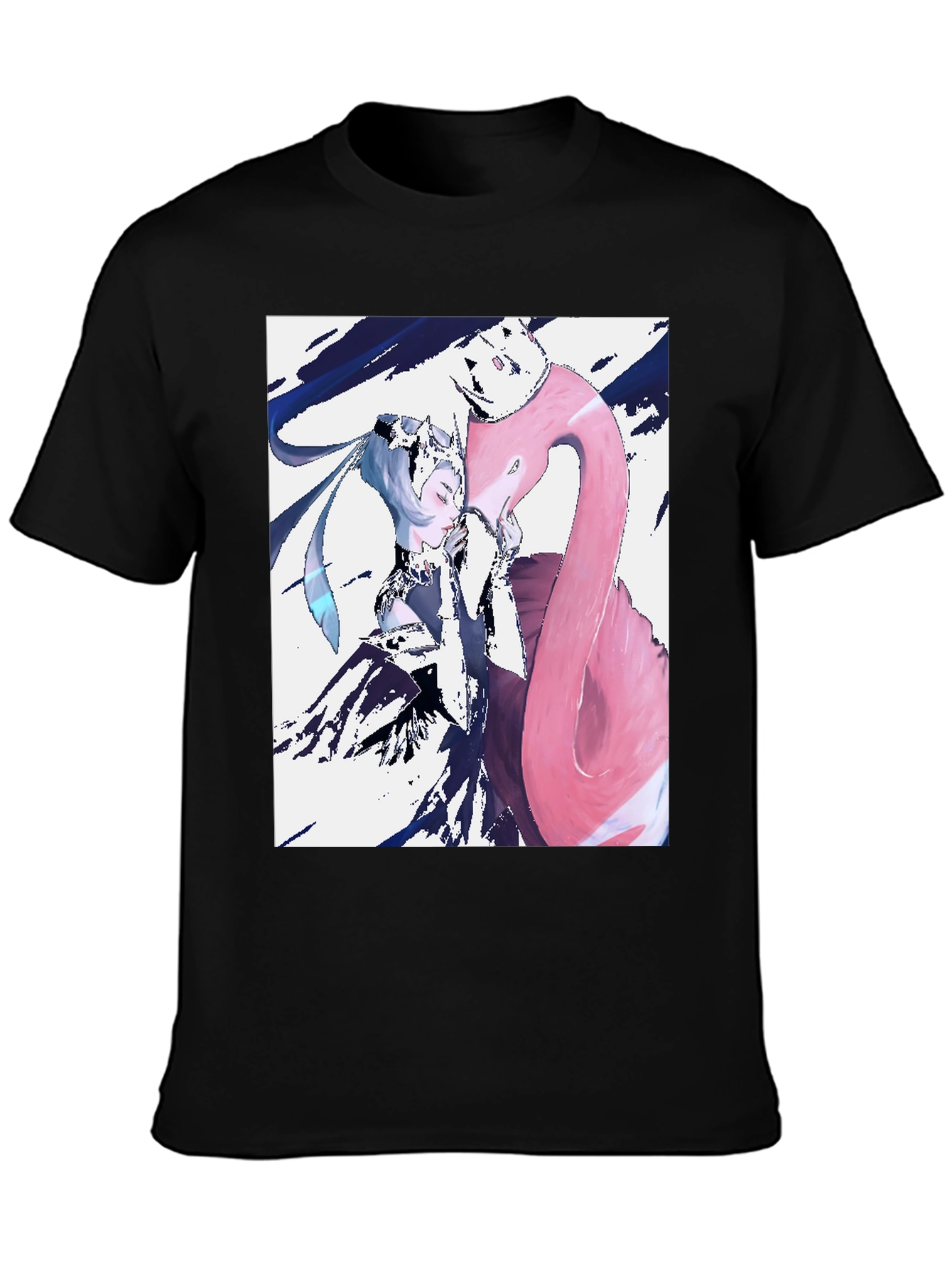 Anime Girl & Flamingo Graphic T-Shirt