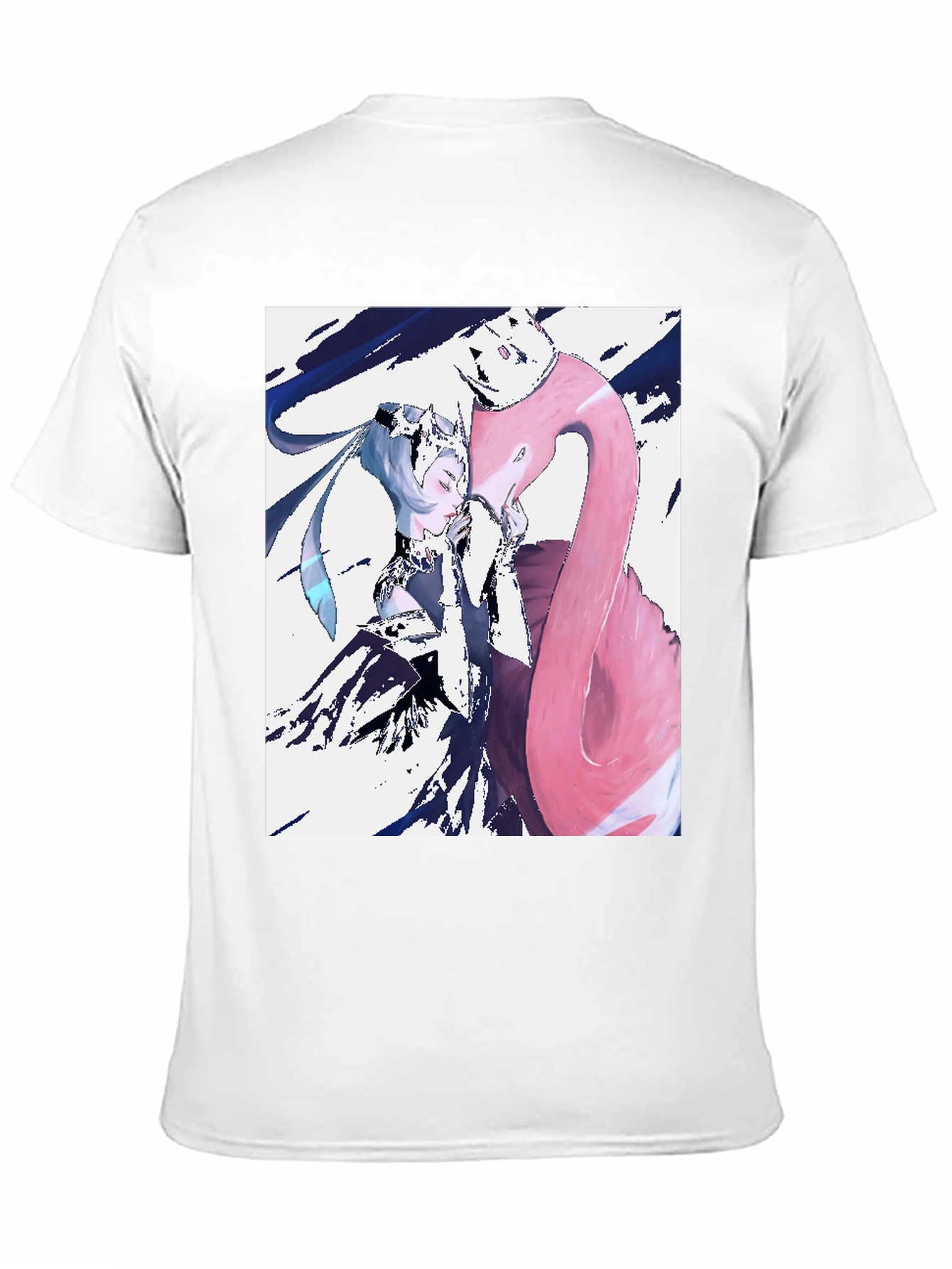 Anime Girl & Flamingo Graphic T-Shirt