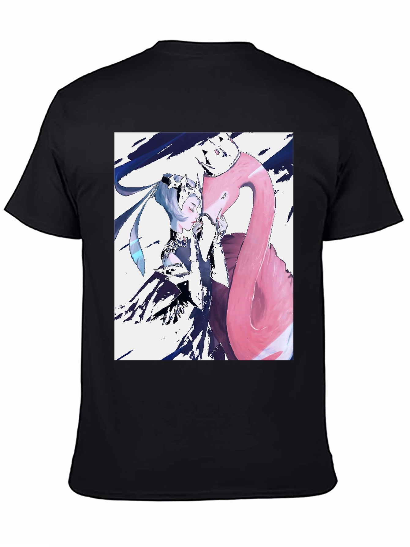 Anime Girl & Flamingo Graphic T-Shirt